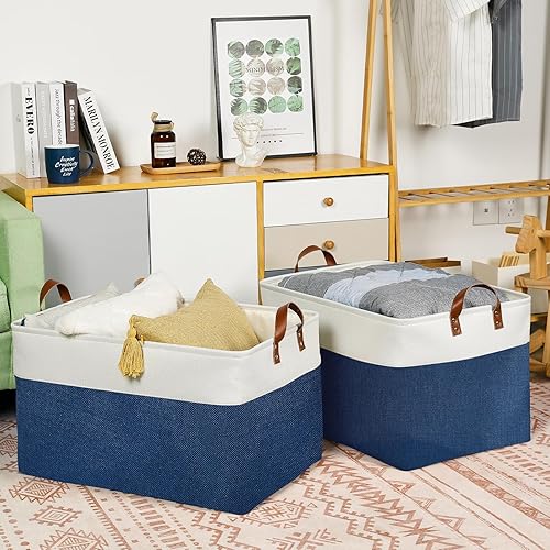 Vista 274 de DULLEMELO Canastas de almacenamiento pequeñas de 15 x 6 x 5.5 pulgadas, contenedores de almacenamiento de tela para tanque de inodoro