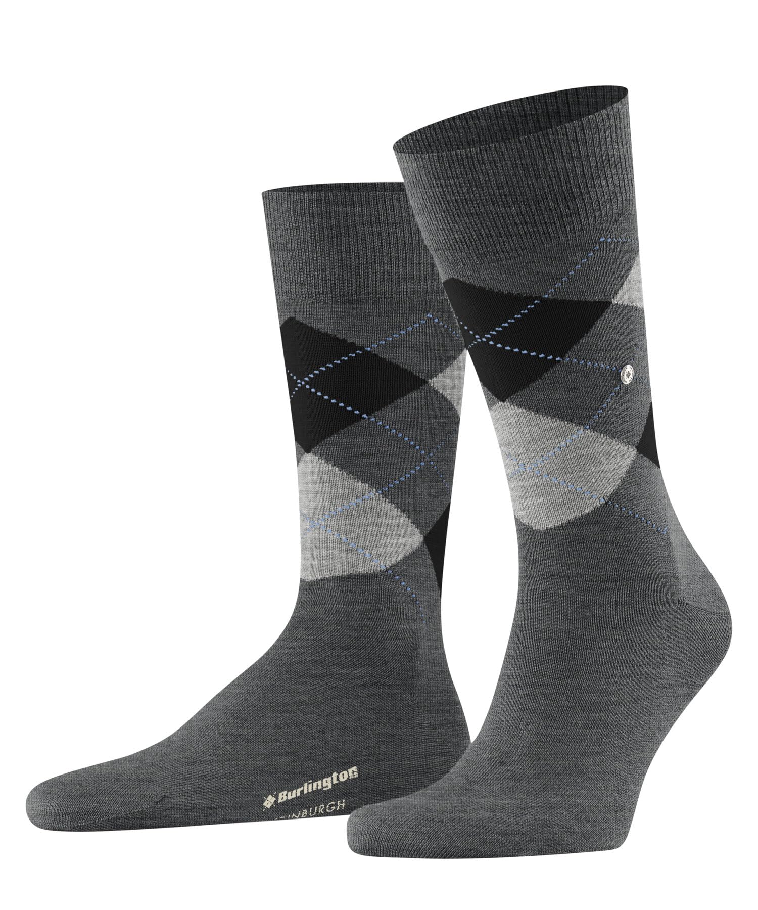 Burlington Men's Edinburgh M So Wool Patterned 1 Pair Socks, Grey Asphalt Melange 3180, 6.5-11