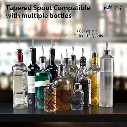 Miniatura 3 de EHOMEA2Z Vertedores de botellas de licor de acero inoxidable (paquete de 24) vertedores clásicos para alcohol, a prueba de fugas, aptos para