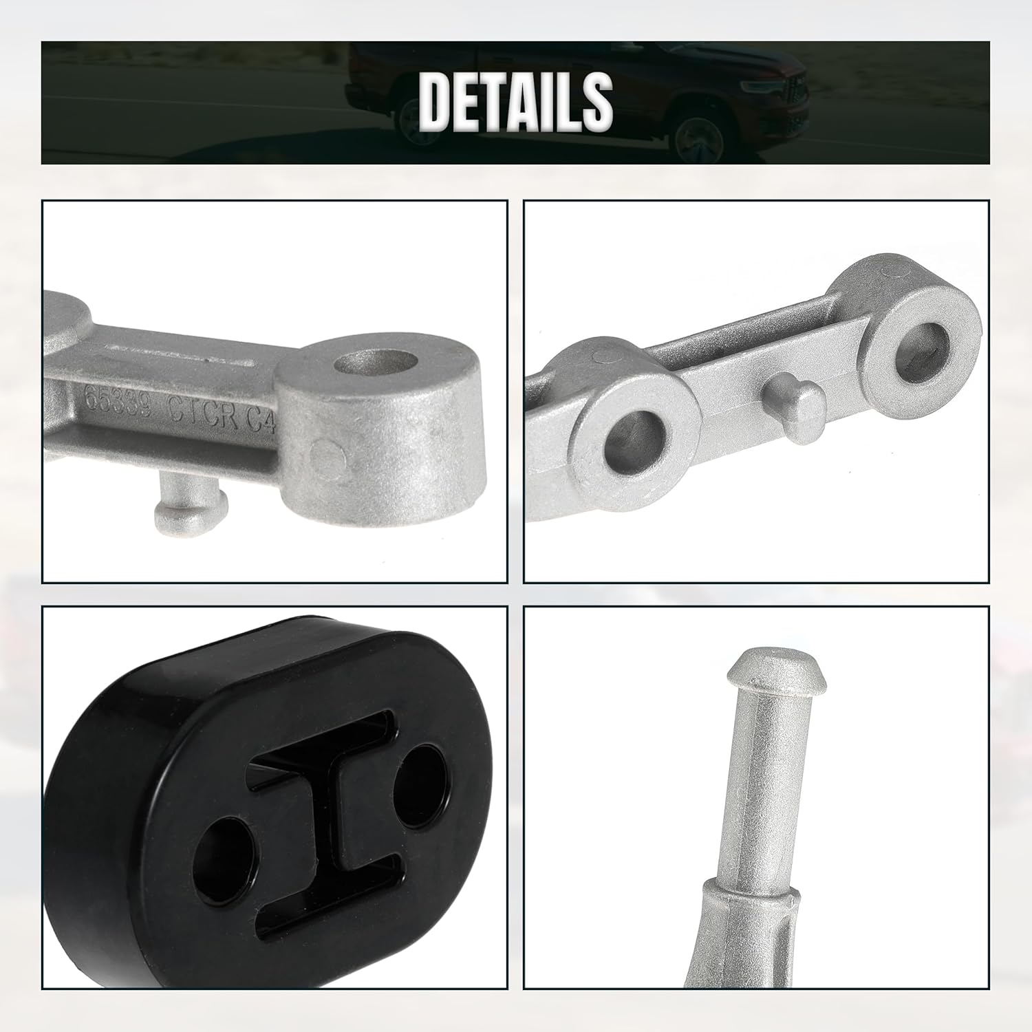 68275662AB Rear Left Exhaust Bracket Driver Side Muffler Support Assembly for Ram 1500 5.7 6.2 2019-2024 5.7L 6.2L with 2pcs Rubber Exhaust Hanger Insulator Support Bushing