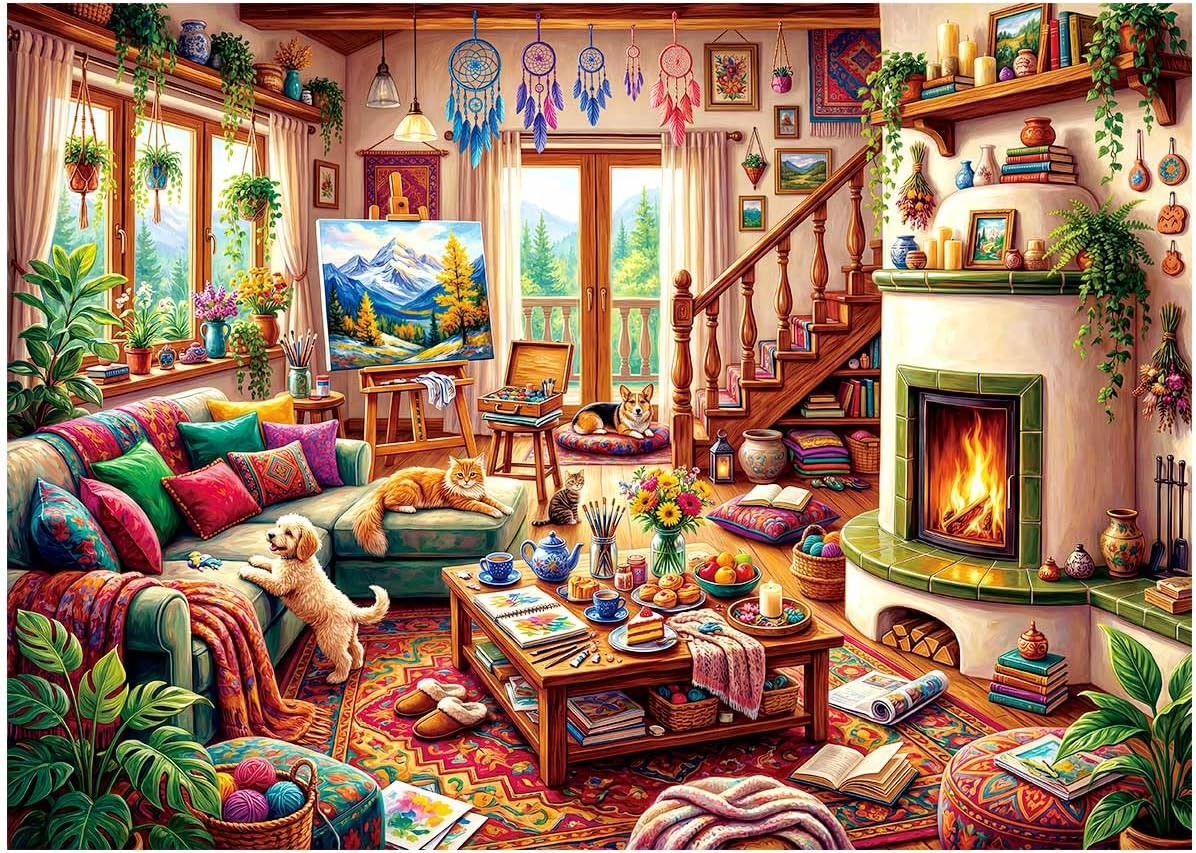 Warmth of Home Jigsaw Puzzles for Adults 1000 Pieces, 1000 Piece Puzzles | 1000 Piece Puzzle for Adults, Cardboard, Fun & Relaxing Puzzles for Stress Relief, 28"x20" Adult Puzzle with Letters on Back