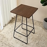 Vista 13 de glitzhome Mesa cuadrada rústica de madera de metal para bar, bar, comedor, marco resistente, mesas de pub de 41.25 pulgadas de altura