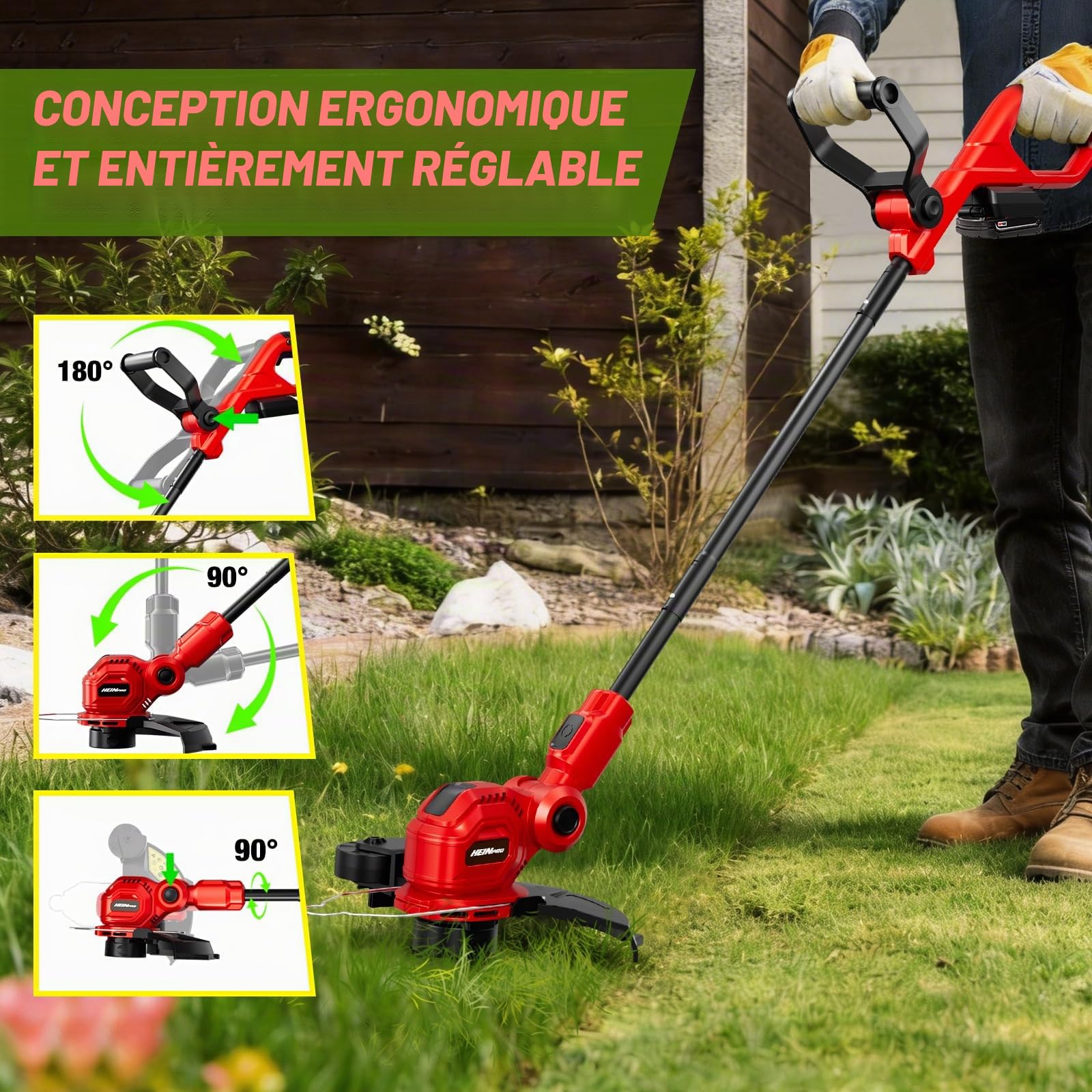 HEINPRO Débroussailleuse sans fil compatible avec batterie Milwaukee M18