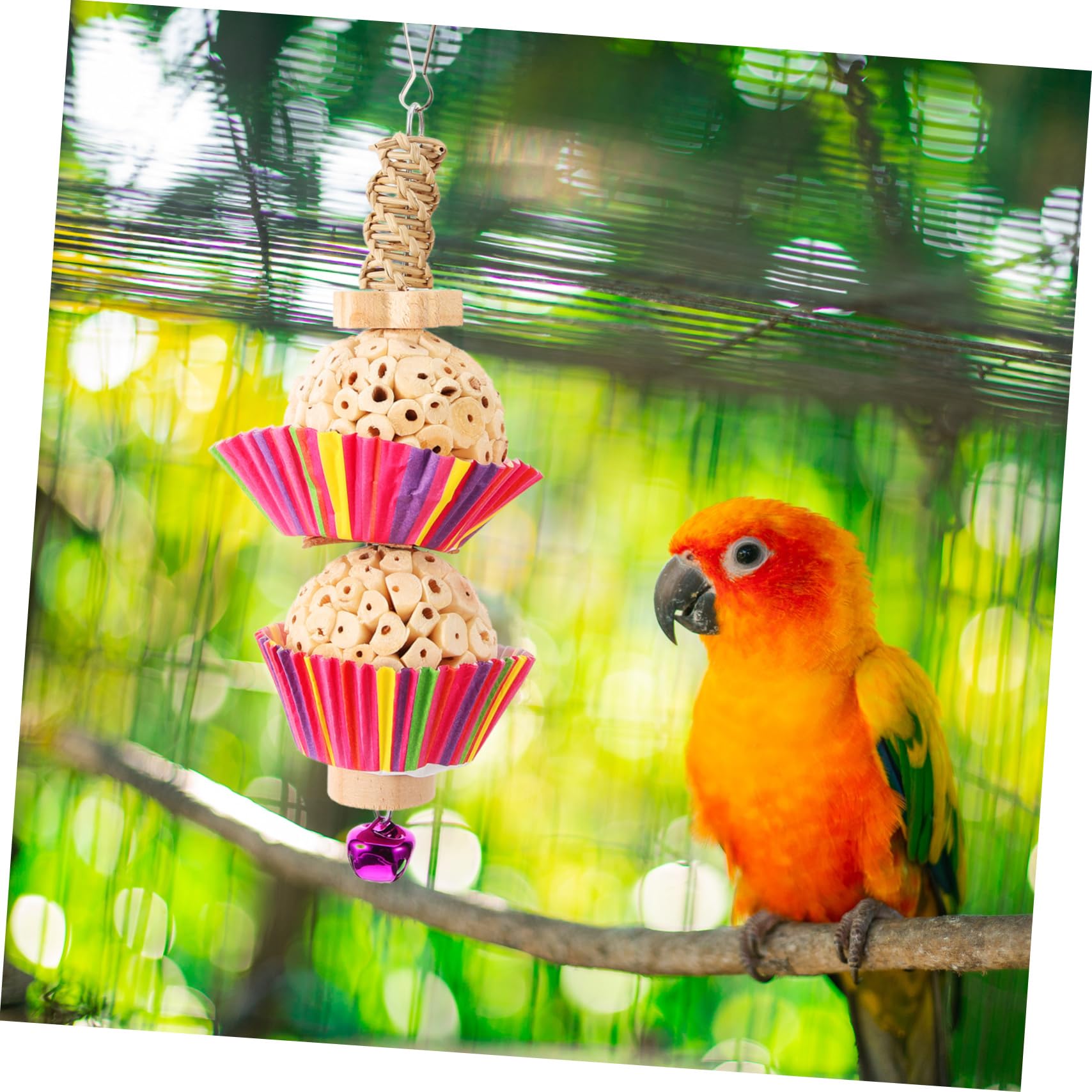 Toddmomy Jouet à Mâcher Suspendu pour Perroquet Accessoire Ludique pour Oiseaux Jouet à Déchiqueter pour Cage à Oiseaux Divertissant Et