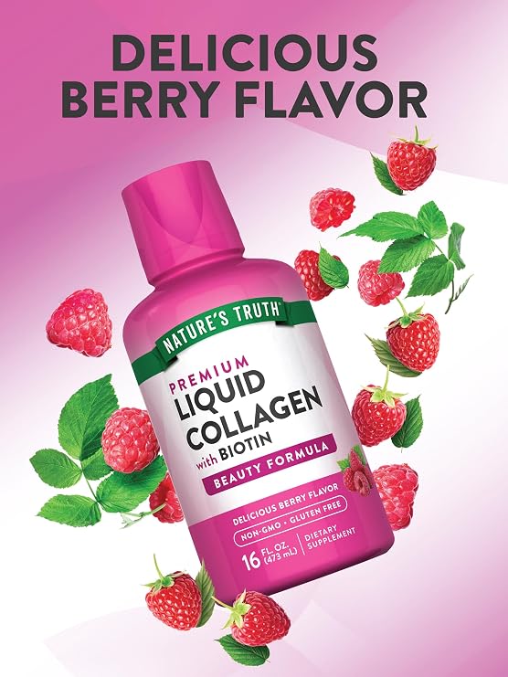 Nature's Truth Liquid Collagen | 16 oz | with Biotin | Beauty Formula | Berry Flavor | Non-GMO & Gluten Free Supplement