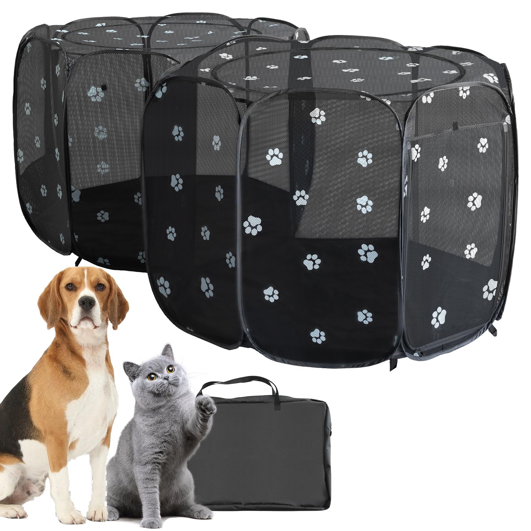 2-in-1 Pop Up Dog Playpen Cat Pet Puppy Playpen, Non-Detachable