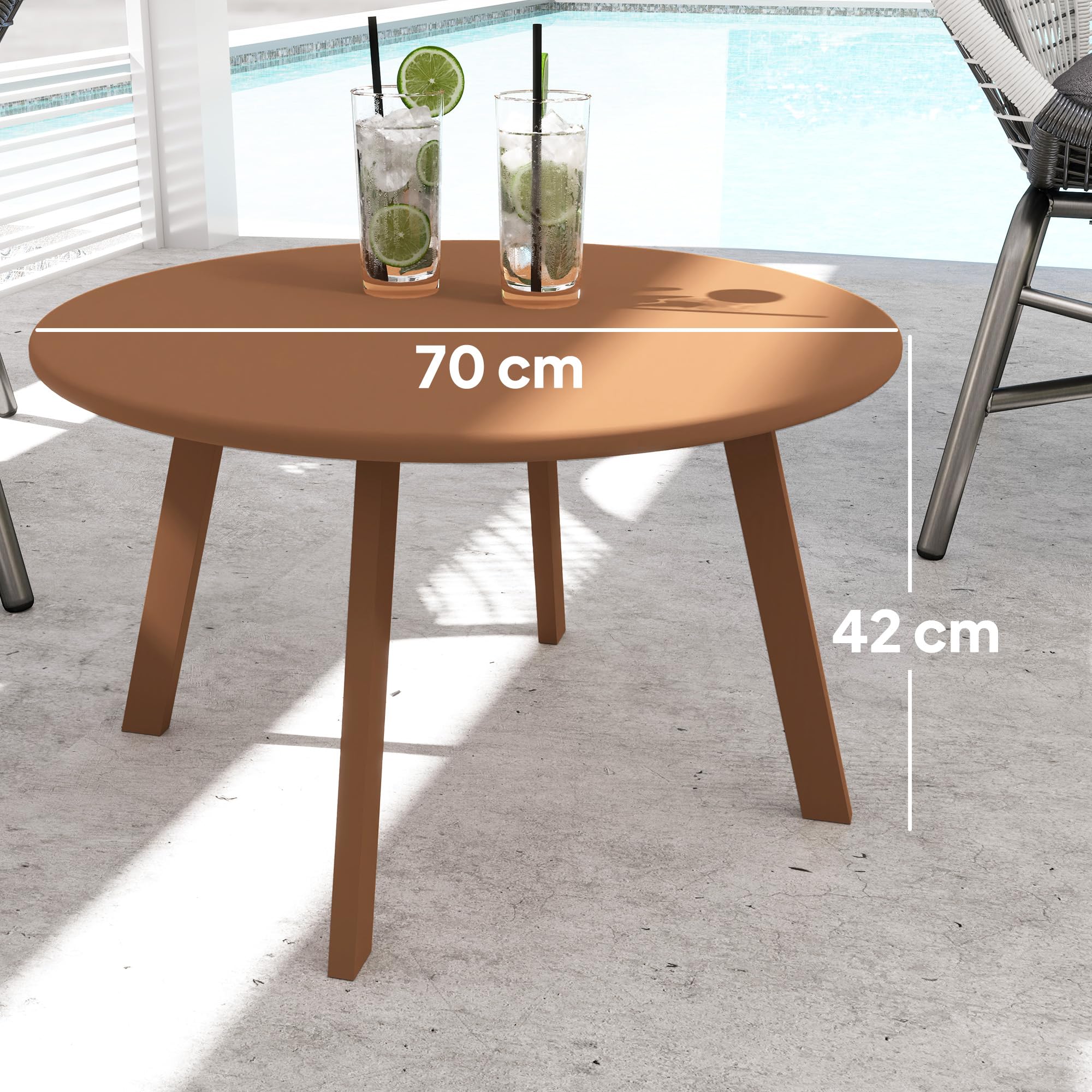 Outsunny bijzettafel buiten, van Staal met Afneembaar Dienblad, met