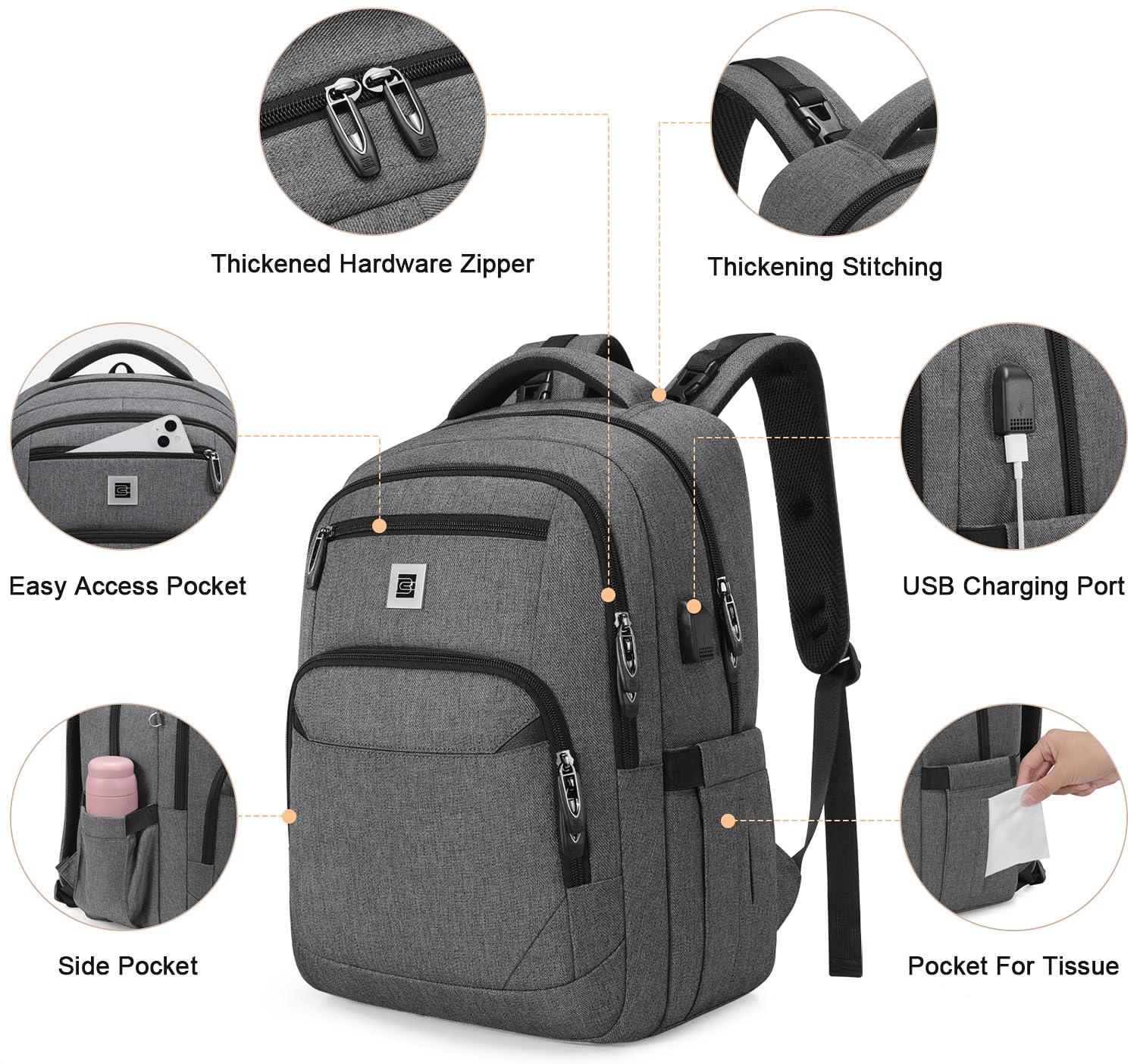 UKEIN Diaper Bag Backpack, Multi function Baby Bag with Portable Changing Pad, Pacifier Holder,Diaper Bags with USB Charging Port,Perfect Baby Shower Gifts for Mom, Dad, Newborn