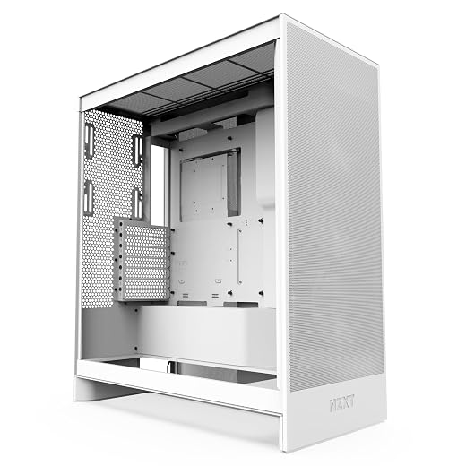 NZXT H7 Flow 2024 - Mid-Tower ATX Airflow Case - Includes Pre-Installed 3 x 120mm Fans - CM-H72FW-01 - Supports Bottom Fans for Dedicated GPU Cooling - Cable Management - White