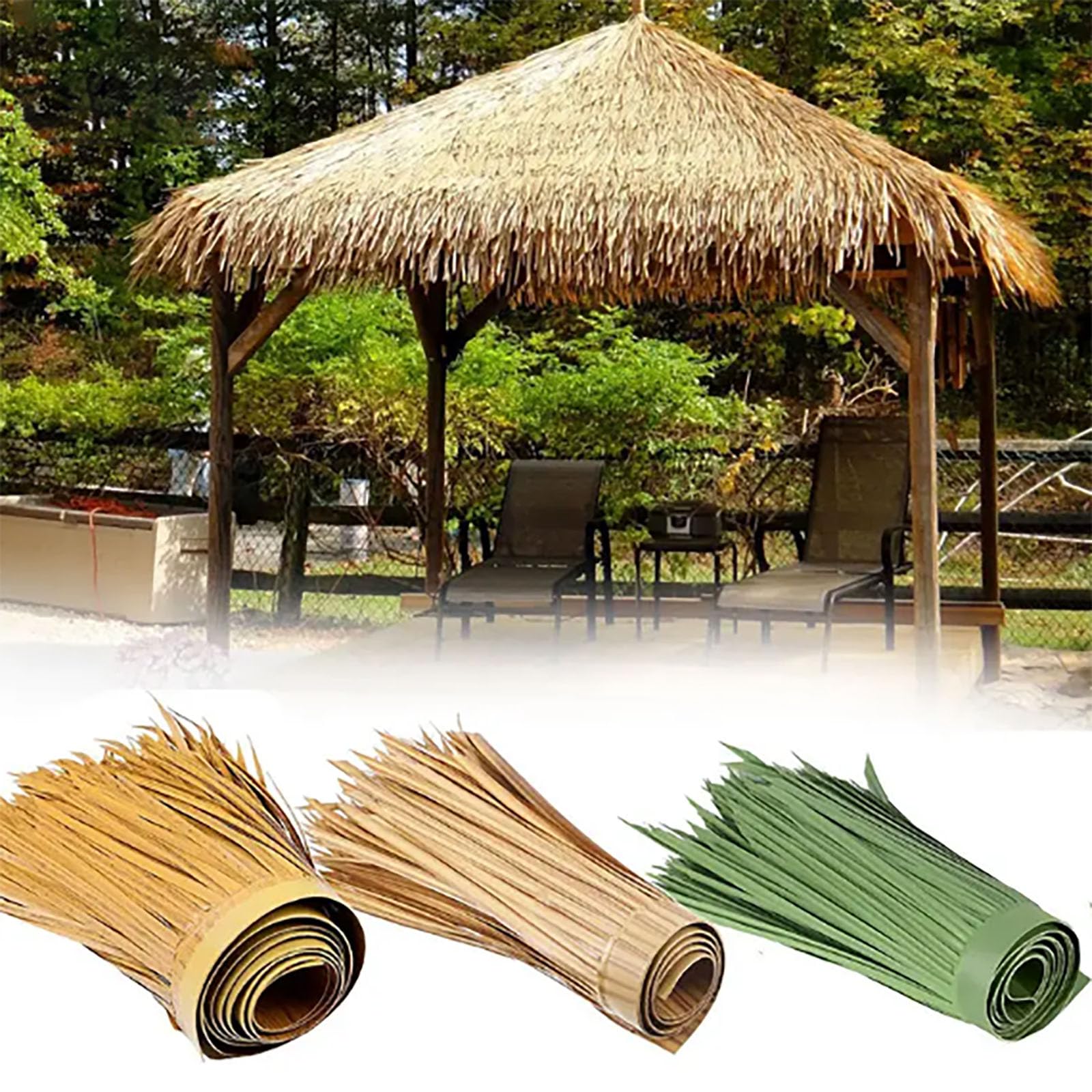 Toit De Paille Artificielle 10m - Rouleaux Palmier Pour Cabane Tiki, Bar, Jardin, Terrasse Et Tonnelle