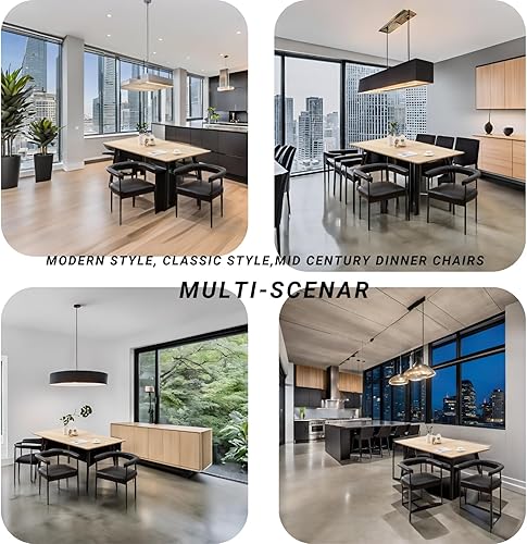 Miniatura 6 de LukeAlon Juego de 2 sillas de comedor Sherpa, sillas de cocina tapizadas con respaldo abierto con patas de metal negro, respaldo curvado, sillas de