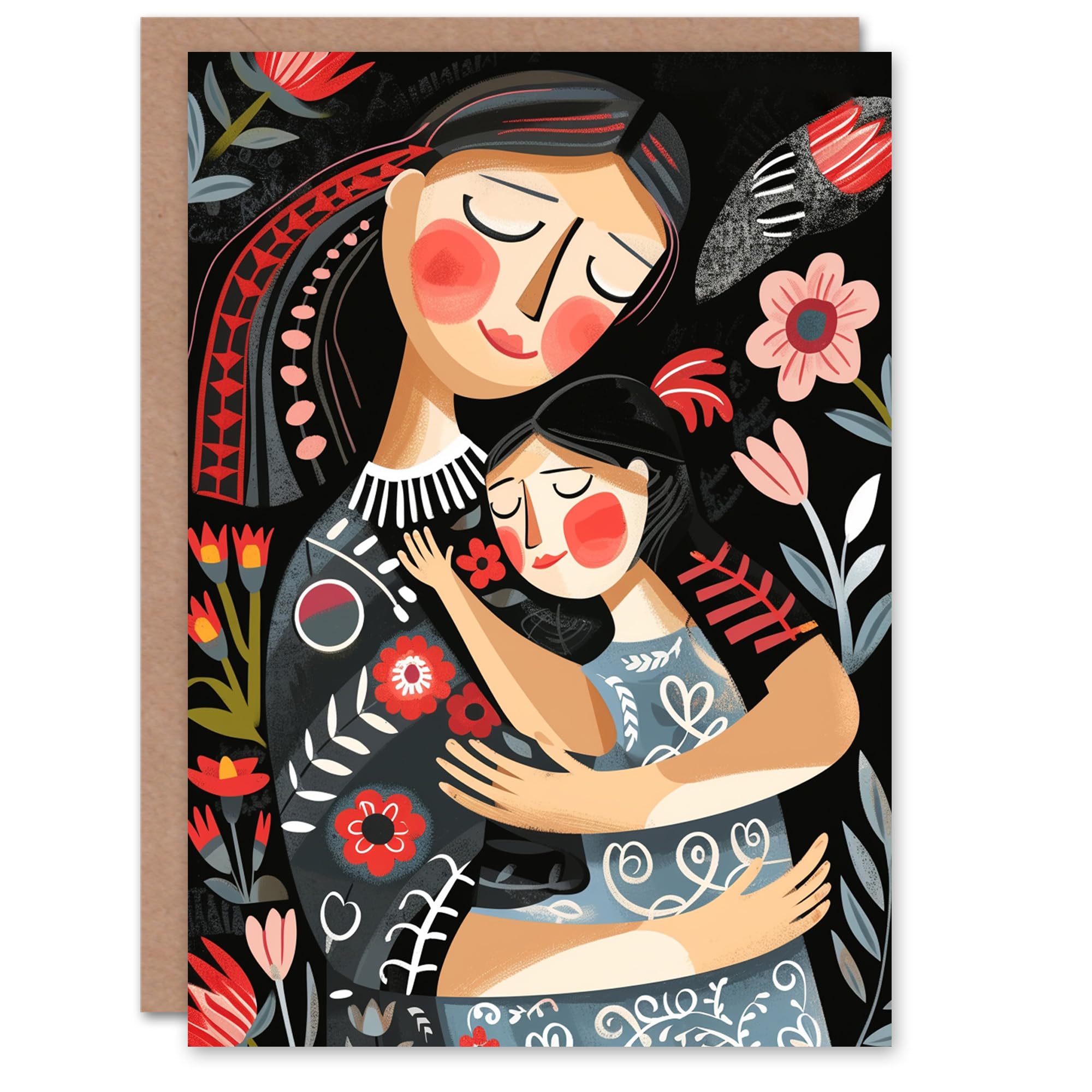 Artery8 Mother's Day Greeting Card No Words Blank Mum Daughter Hug For Mum