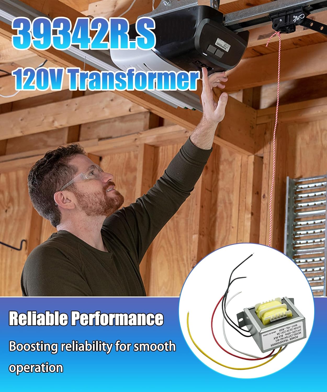 39342R.S 120V Transformer Fits for Genie Garage Door Opener StealthLift 500 SilentMax 750 Chain Drive 550 ReliaG 650 StealthDrive 750