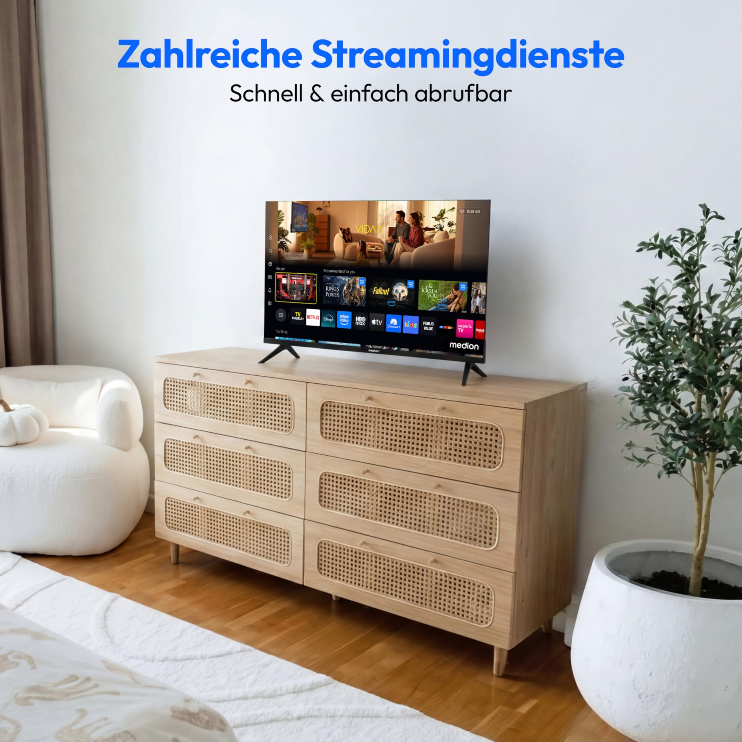 MEDION 59,8 cm (24 Zoll) HD Fernseher (VIDAA, Smart TV, Prime Video, PVR, HD Triple Tuner, MD 824102)