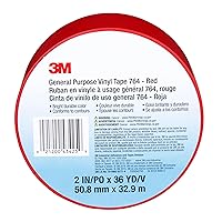 Vista 2 de 3M Cinta de vinilo 764, Uso general, 2 in x 36 yardas, rojo, 1 rollo, cinta de marcado de piso de tráfico ligero, distanciamiento social