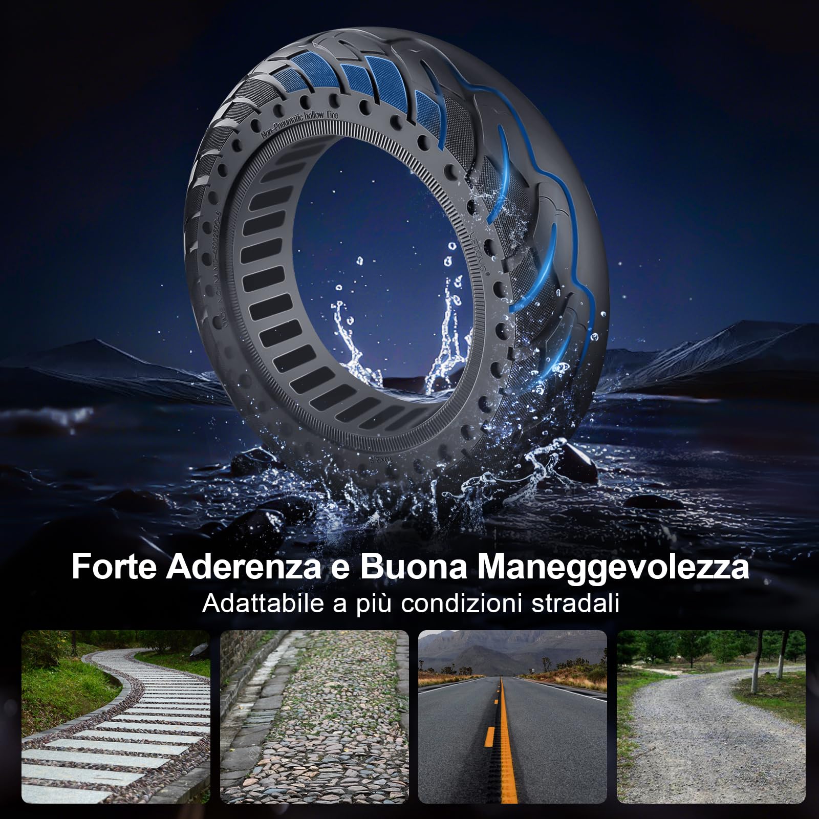 60/70–6,5 Pneumatici in Gomma Ruota Piena 10 x 2,5 per Ninebot Max G30/G30D/G30 D2/Scotex H20 Monopattini Elettrici 10 Pollici Pneumatico Solido Antiscivolo a Prova di Foratura (2 PCS)