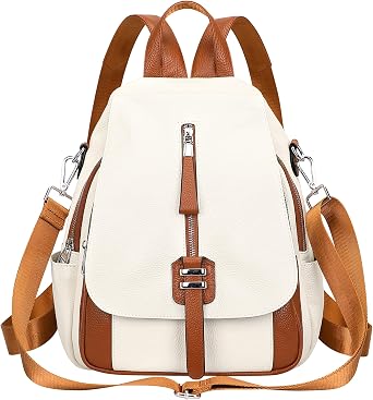 ALTOSY Genuine Leather Backpack for Women Convertible Shoulder Bag with Buckle Flap