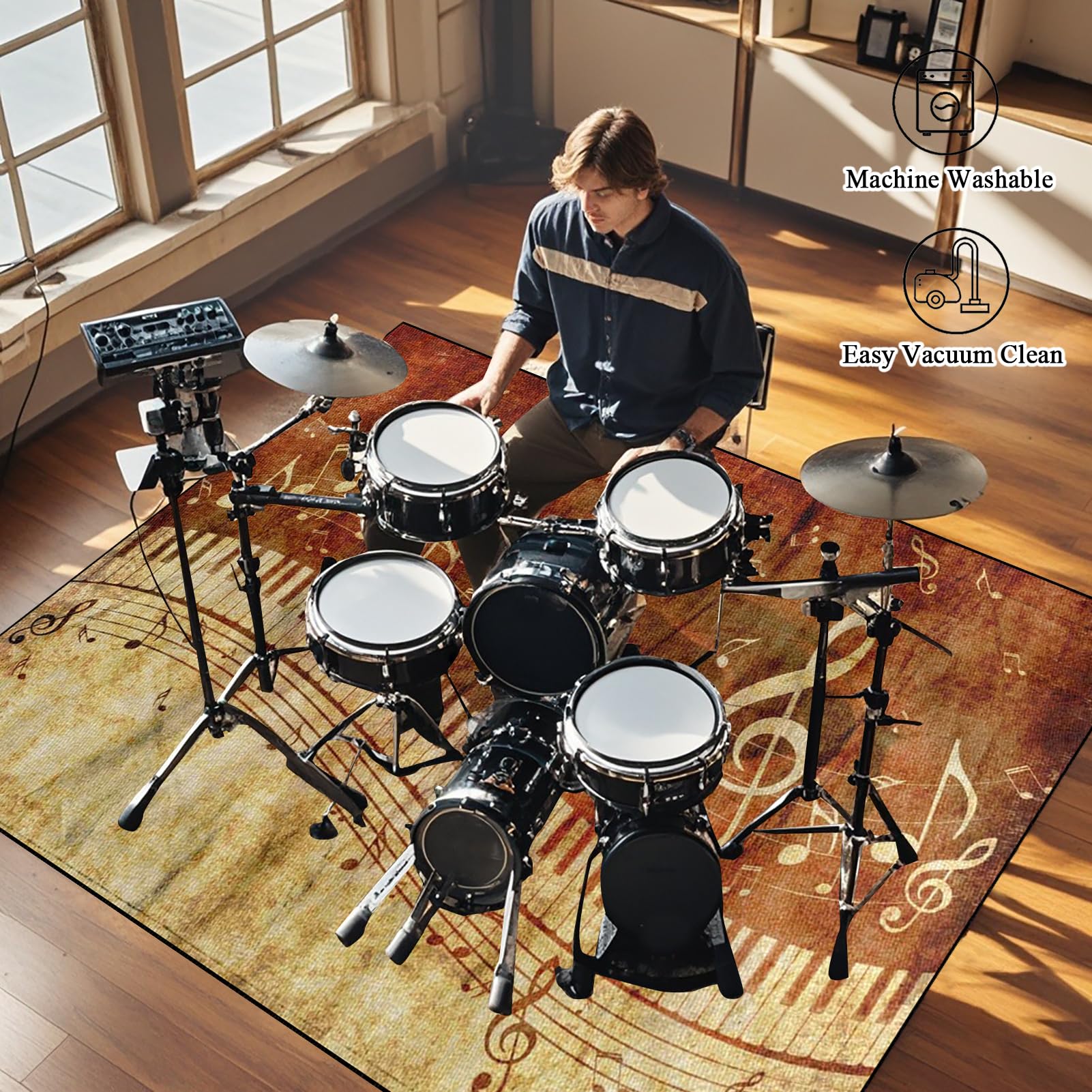 Schlagzeugteppich - Drum Teppich Schlagzeug Teppich - Rutschfester Trommel Teppiche - 230 x 180 cm Schallschutz Teppich Schallschutzmatte für Bass Drum Snare Drum - Schallschutzteppich