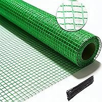 Hortifanbeautifulgarden 4x100 ft Green Plastic Temporary Garden Fence with 50 Zip Ties - Durable Deer, Dog, Pet & Animal Barrier