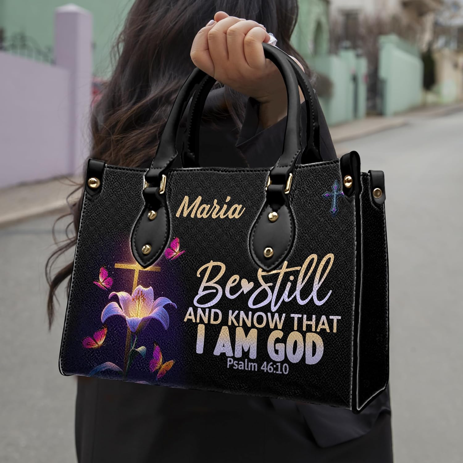 Personalized Christian Leather Handbag for Women – Bible Bags with Religious Purse Daily Carry & Faith Gift