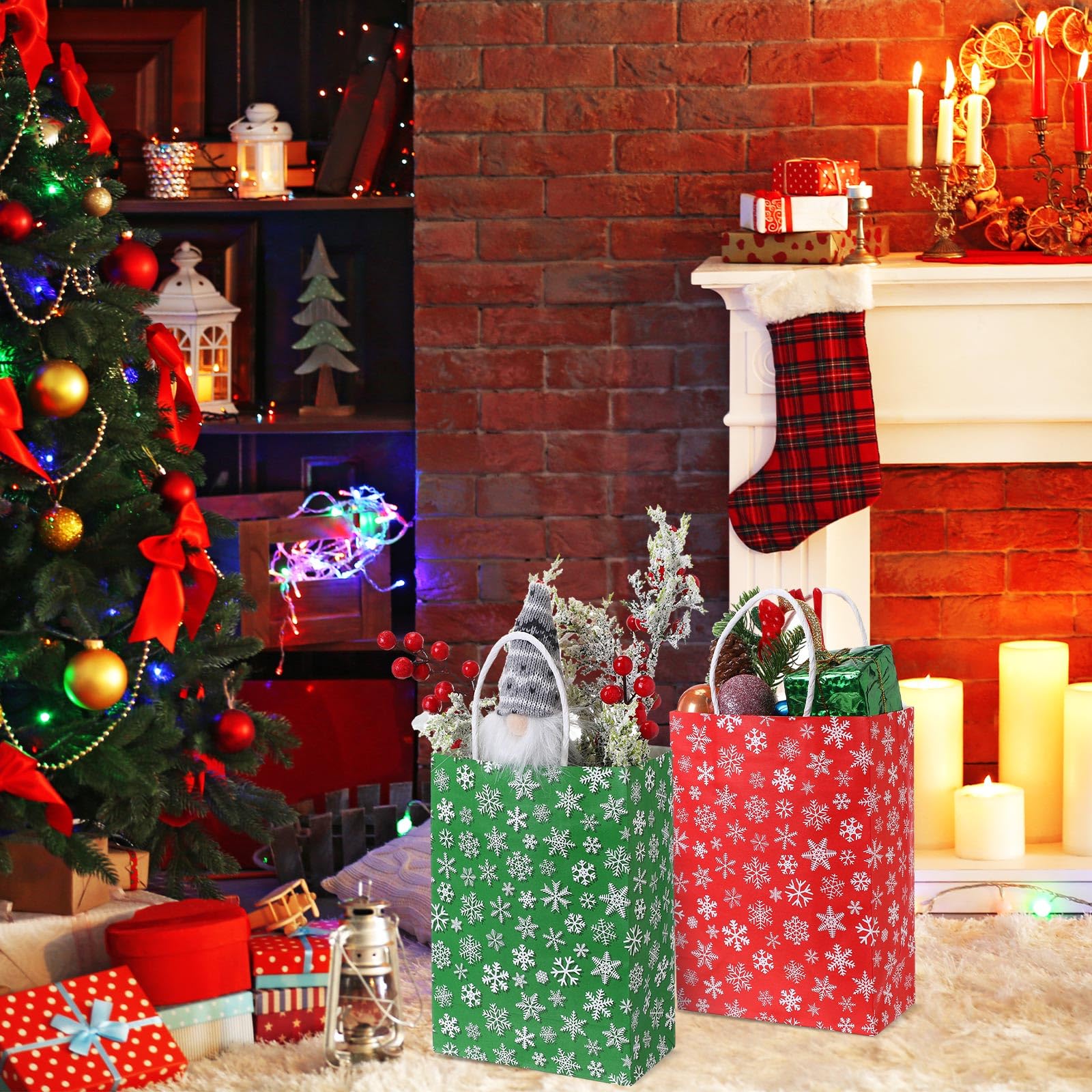 Aazon.co: Tenceur 100 Pcs Christas Gift Bags Bulk With Handles Reusable Kraft Gift Bag - View #11