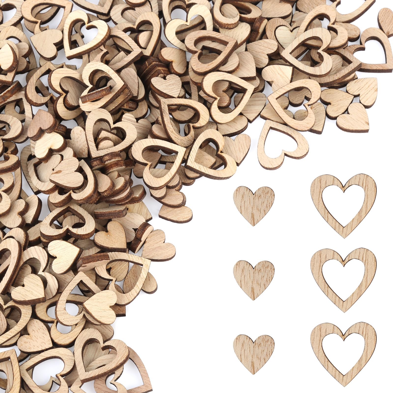 300pcs Wooden Hearts Wedding Confetti, Unfinished Wedding Table Confetti