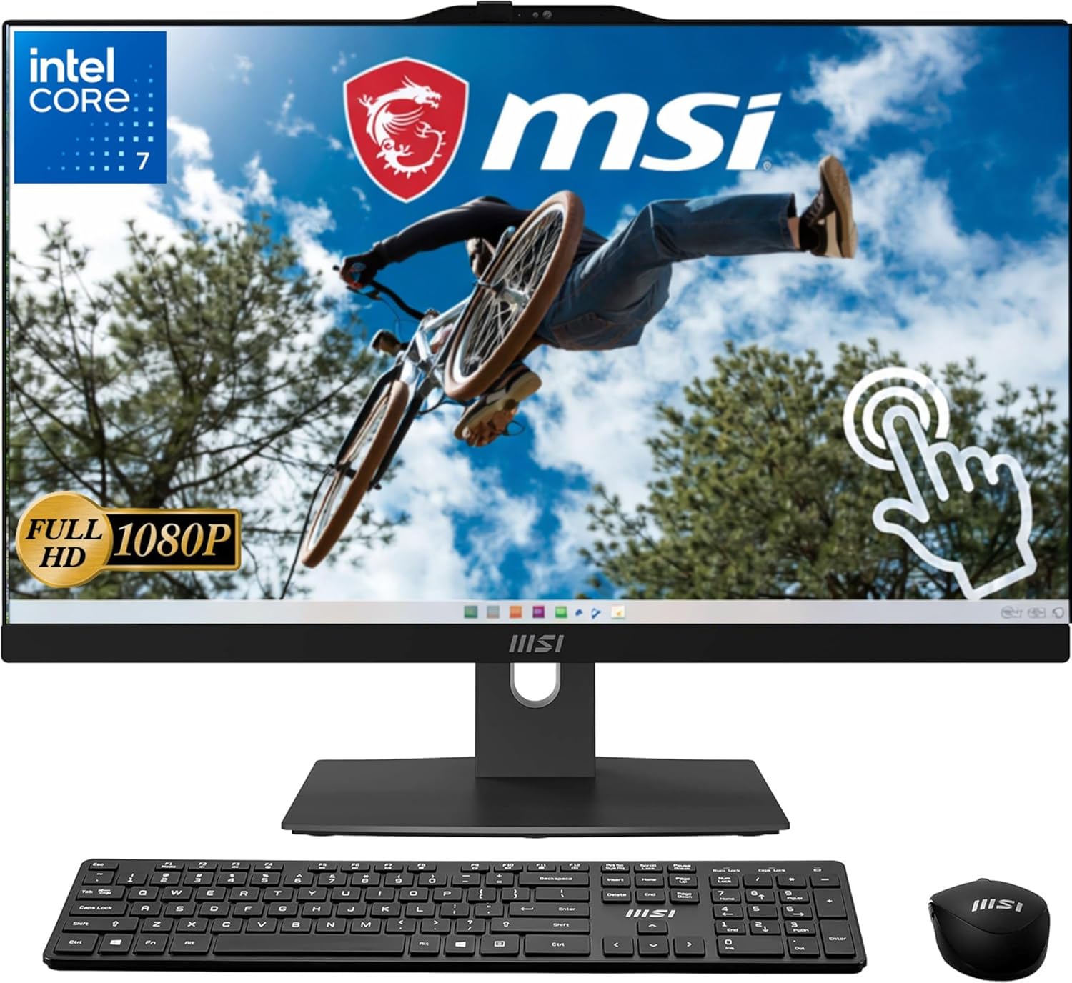 msi Modern 23.8" FHD Touchscreen All-in-One AI Desktop Computer for Office, 14th Gen Intel Core 7-150U, 32GB DDR5, 1TB PCIe+1TB HDD, HDMI in&Out, USB-C, Wireless Keyboard & Mouse, Windows 11