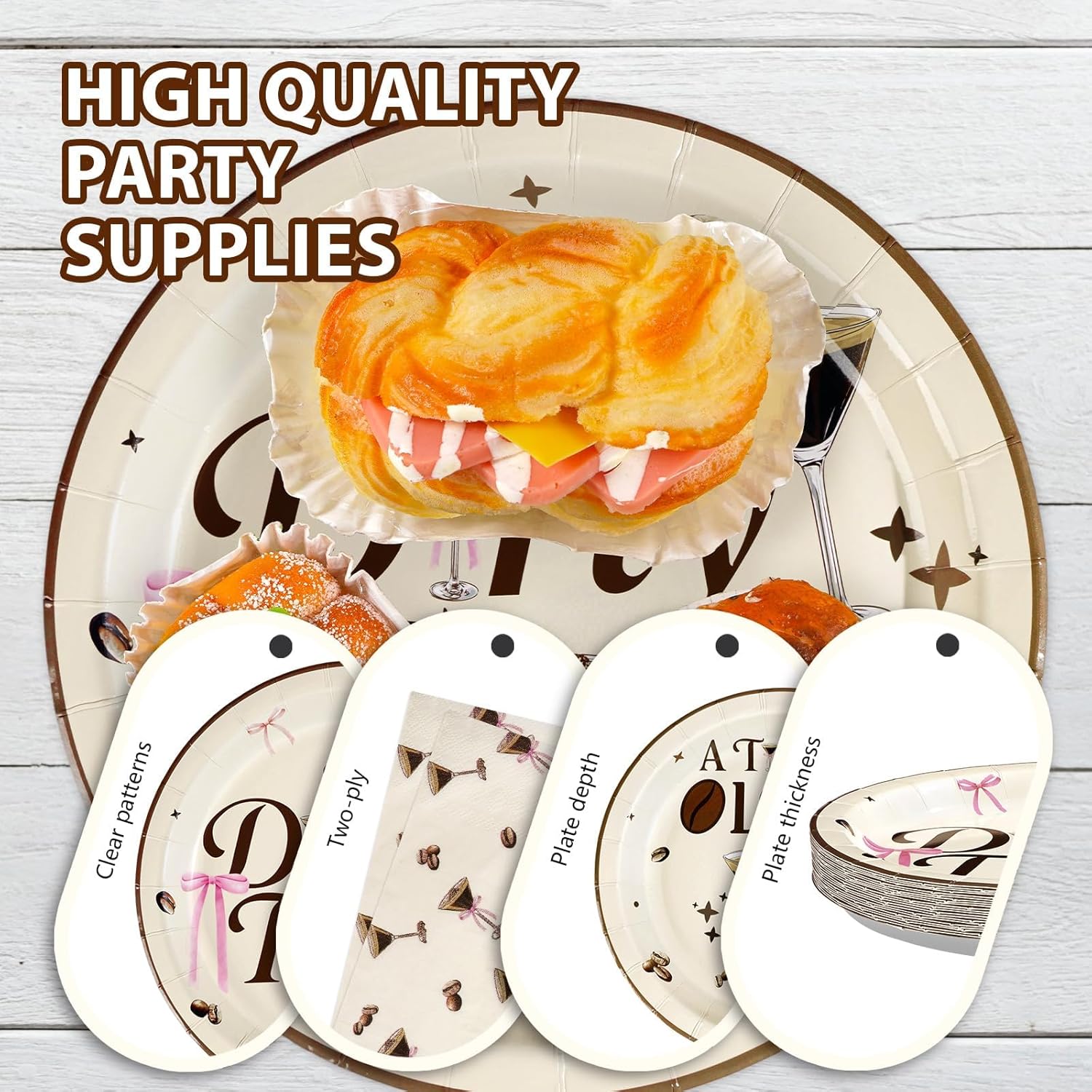 96Pcs Dirty 30th Birthday Decorations Espresso Martini 30th Plates and Napkins Disposable Thirtini Paper Tableware for Women 30 Year Old Martini Birthday Dirty Thirty Party Supplies, Serves 24