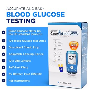 GlucoNavii Blood Glucose Monitor Kit | Blood Sugar Monitor with Test Strips & Lancets | Diabetes Testing Kit for Accurate Home & Travel Blood Glucose Monitoring