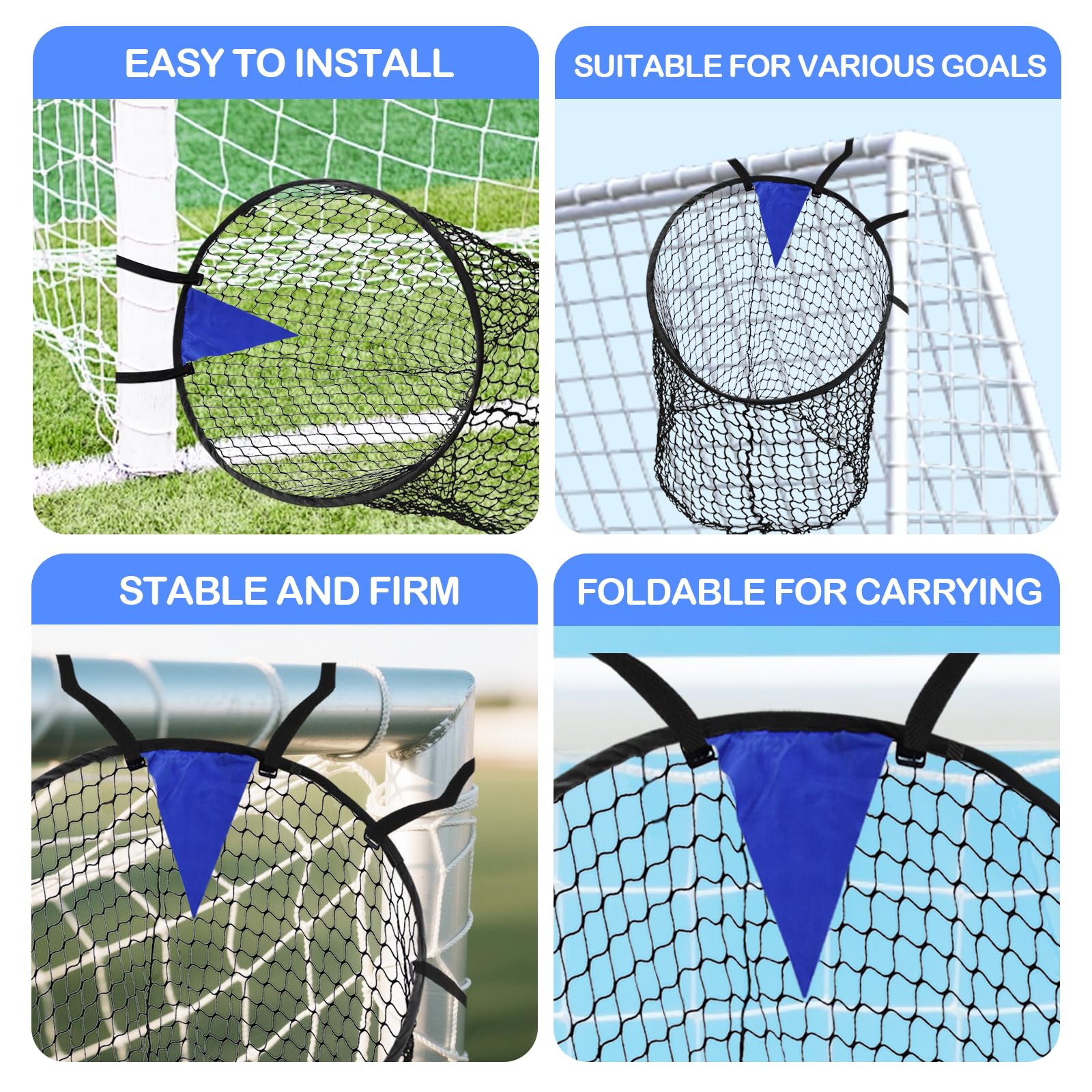 Zequech 2-Piece Soccer Goal Training Net with Black Target Point, Adjustable Rope Strap for Corner Kicks, Free Kicks & Wide Shots
