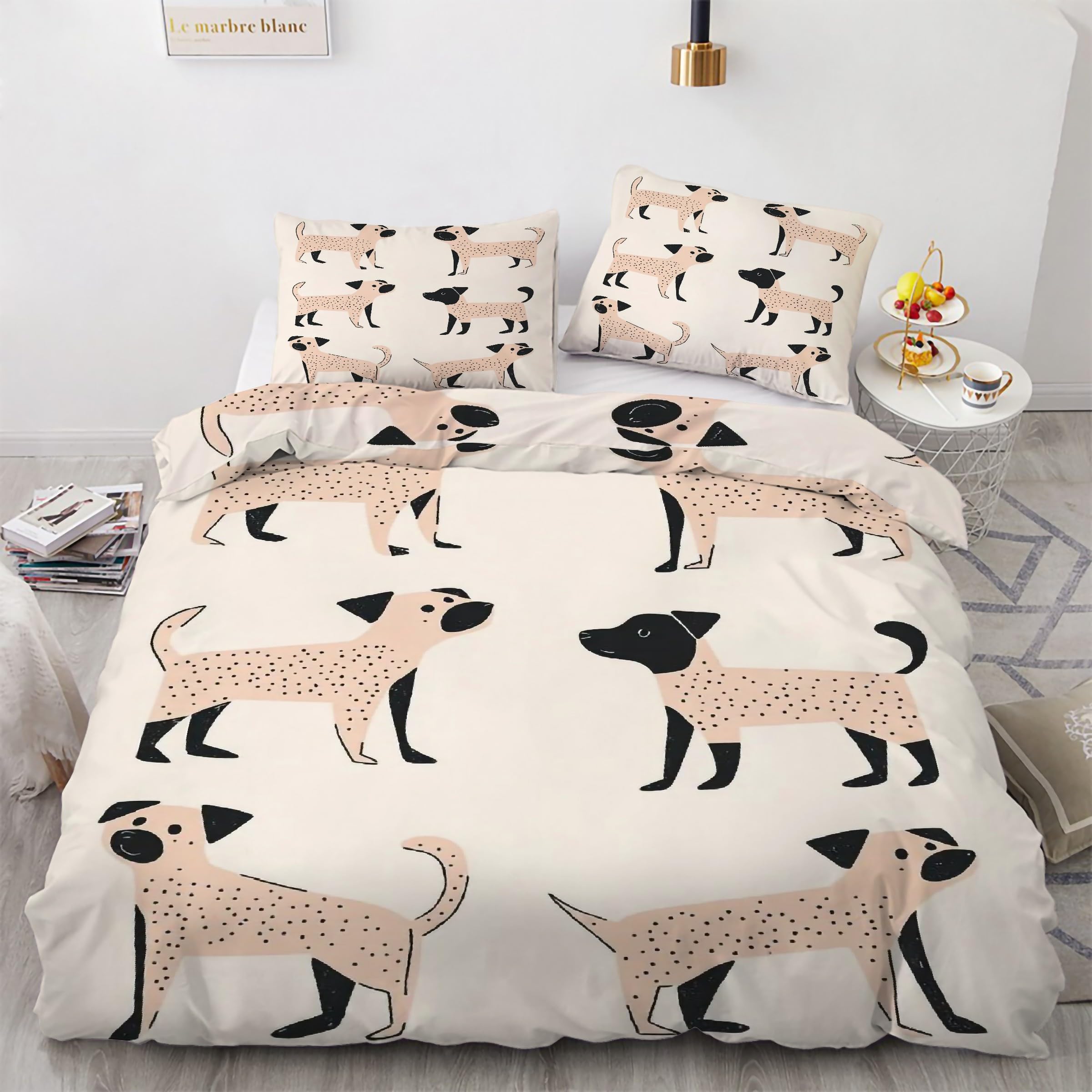 Housse couette microfibre 160x200 dalmatien hypoallergénique facile