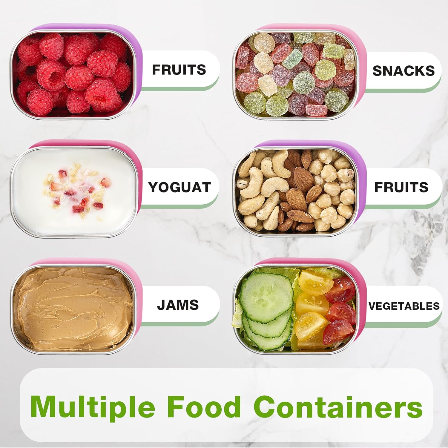 3 Pack Stainless Steel Snack Containers for Kids, 8 oz Easy Open Leak Proof Small Toddler Snack Containers with Silicone Lids, Stackable Metal Lunch Box for Daycare and School (Pink) - Image 5