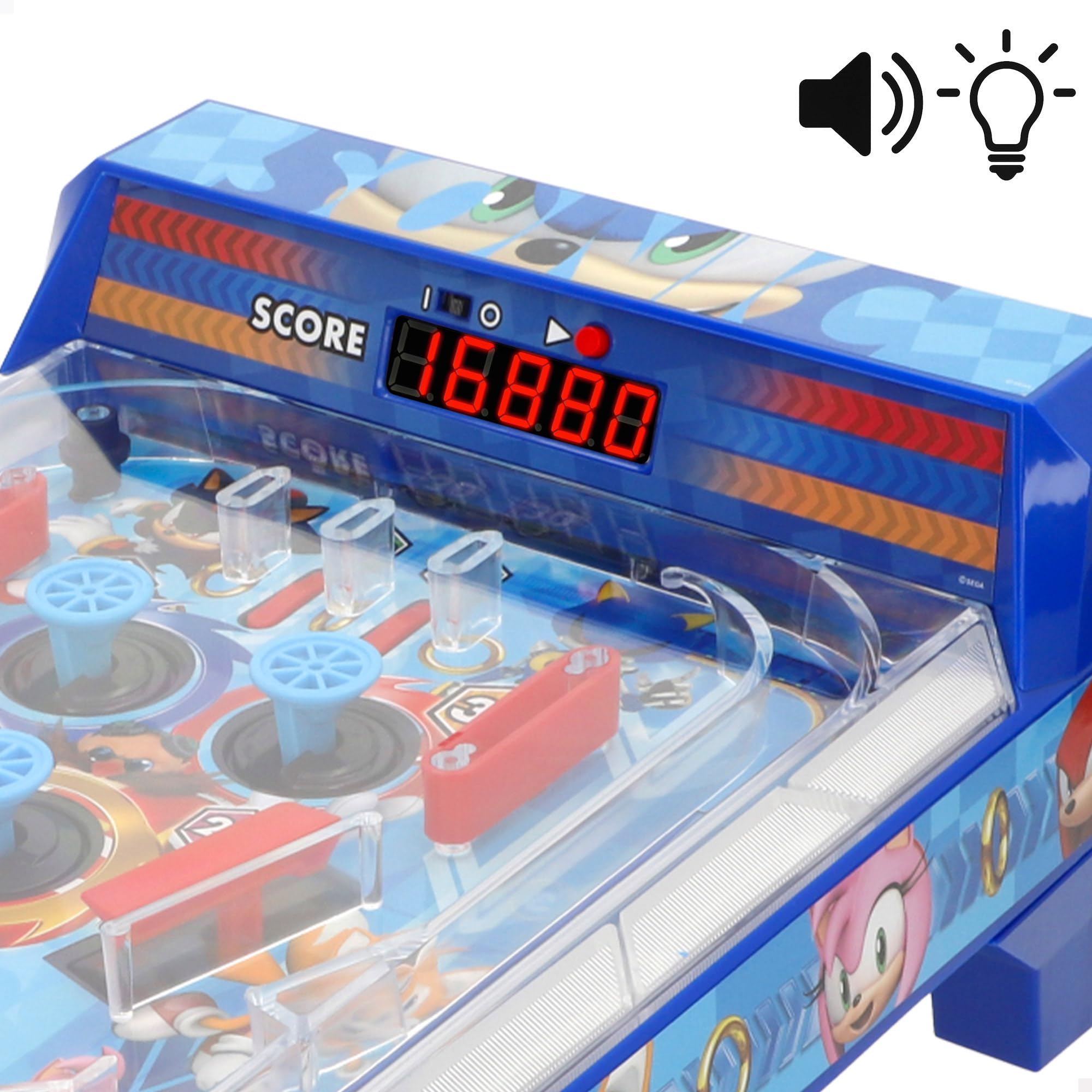 ColorBaby Sonic Pinball da tavolo, luci e suono, segnalibro elettronico, design arcade premium, licenza ufficiale, giochi da tavolo elettronici, giocattolo da collezione (77726)