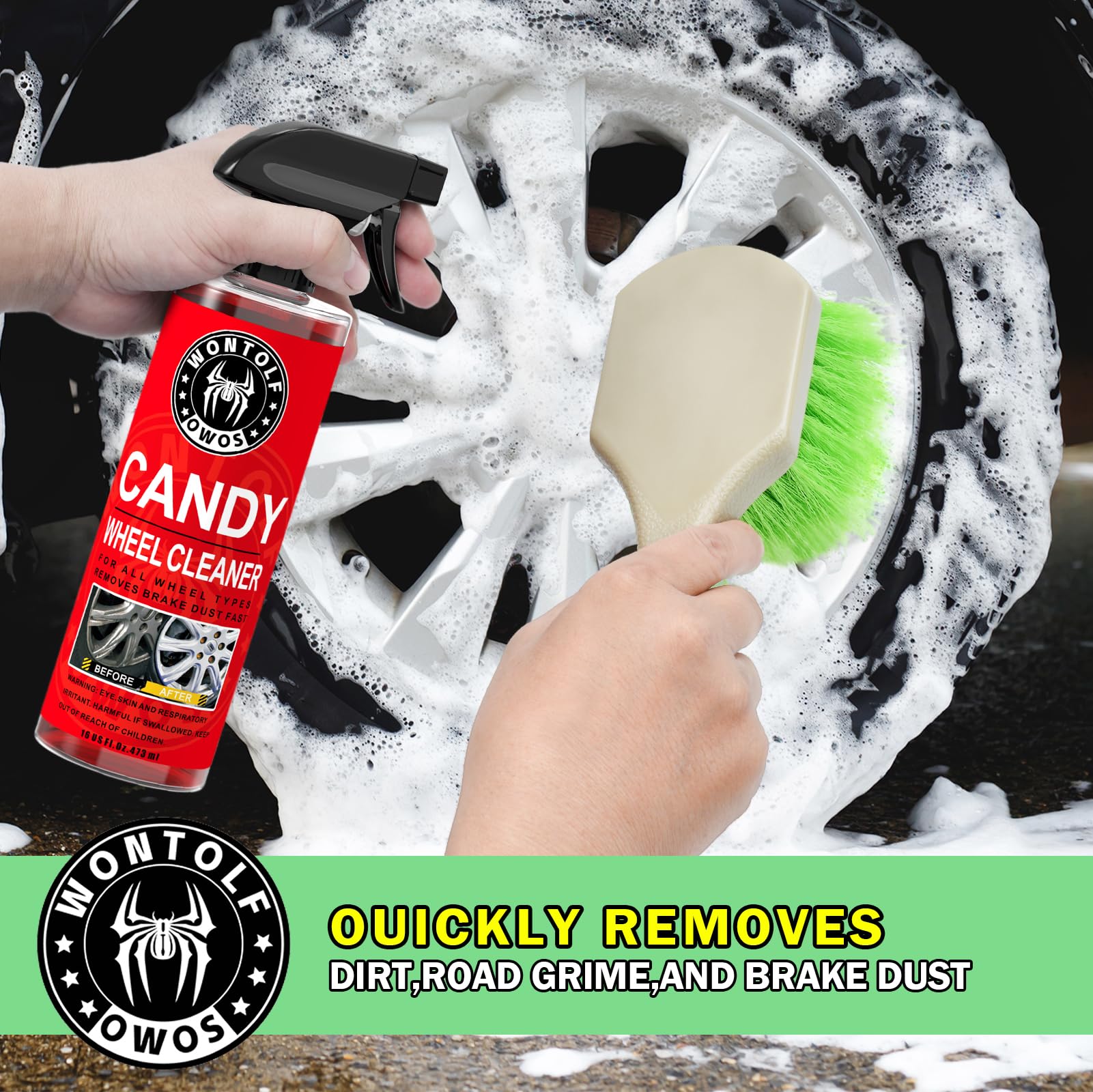 Car Wash Kit with Car Wash Soap Shampoo, Interior Cleaner, Wheel Cleaner, Car Detailing Cleaning Care Kit for Cars Trucks RVs SUVs Motorcycles Detailing Cleaning