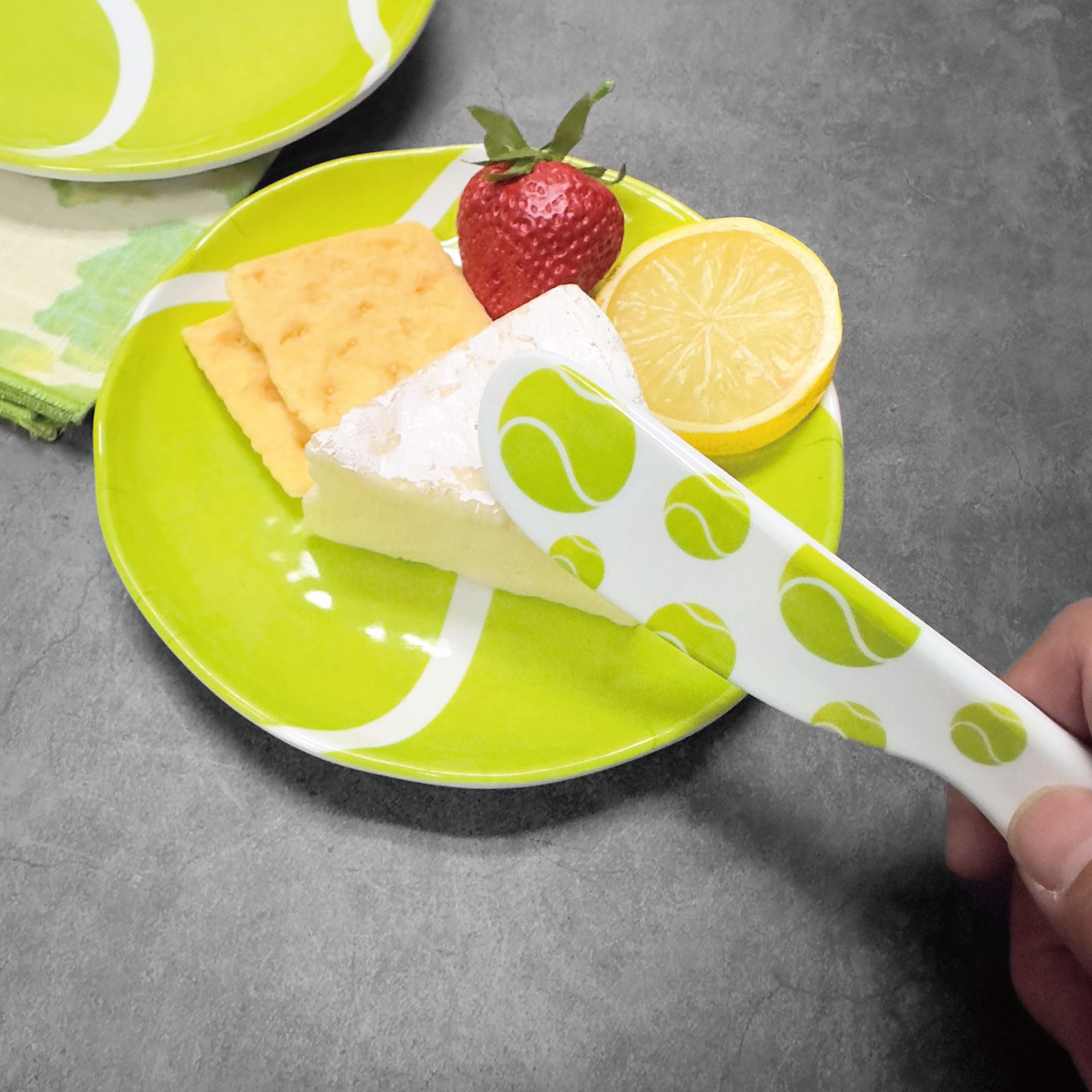 UP ware Käse- und Butterstreuer aus Melamin, Mehrzweck-Käsestreuer für Sahne, Käse, Gelee, Mayo, Zuckerguss, Sandwich, Käsestreuer-Set (Tennis)