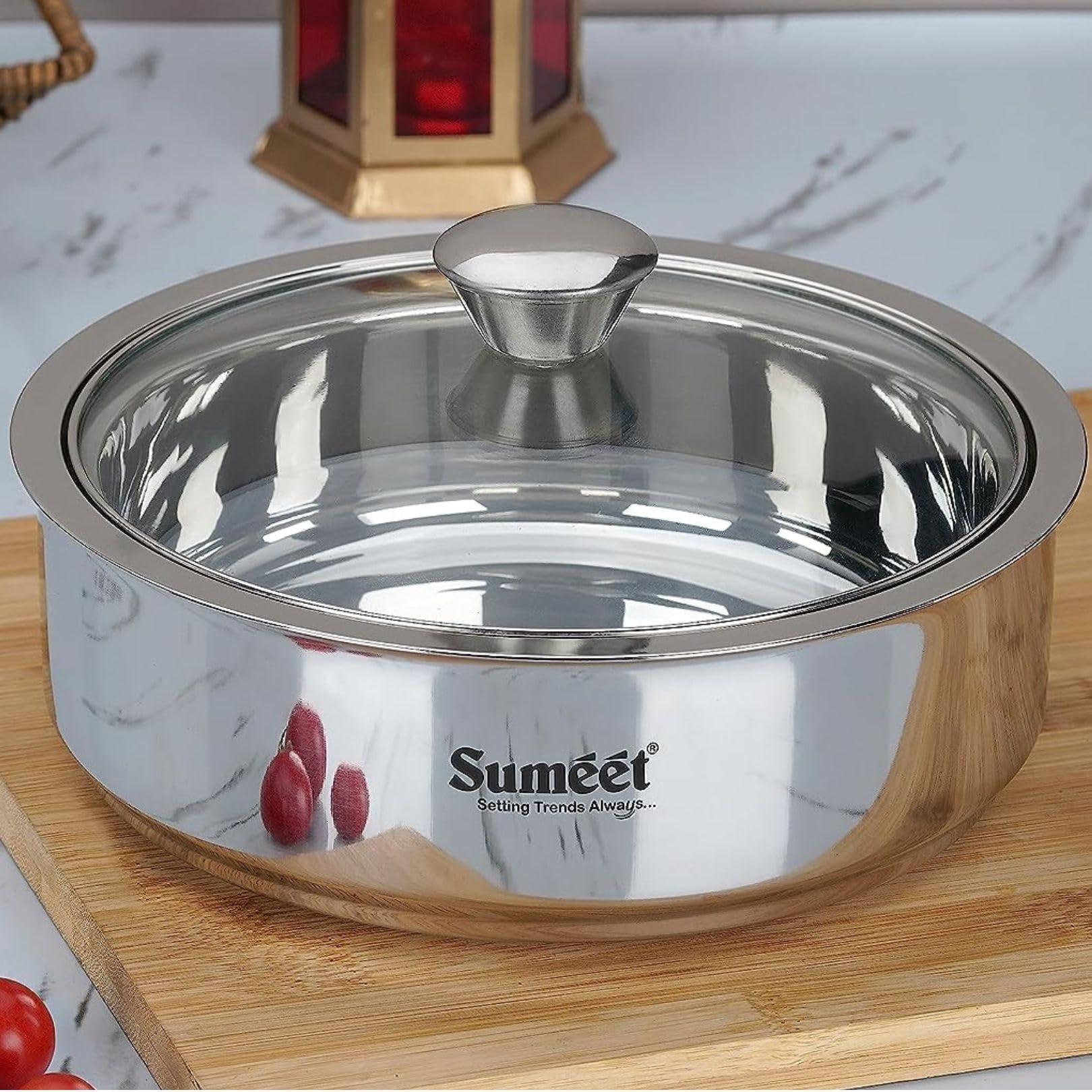 Sumeet Smart Serve Stainless Steel Double Wall Insulated Hot Roti/Chapati Pot/Server/Casserole With Glass Lid, 1Pc, 1000 Milliliter, Silver, 1000 Ml