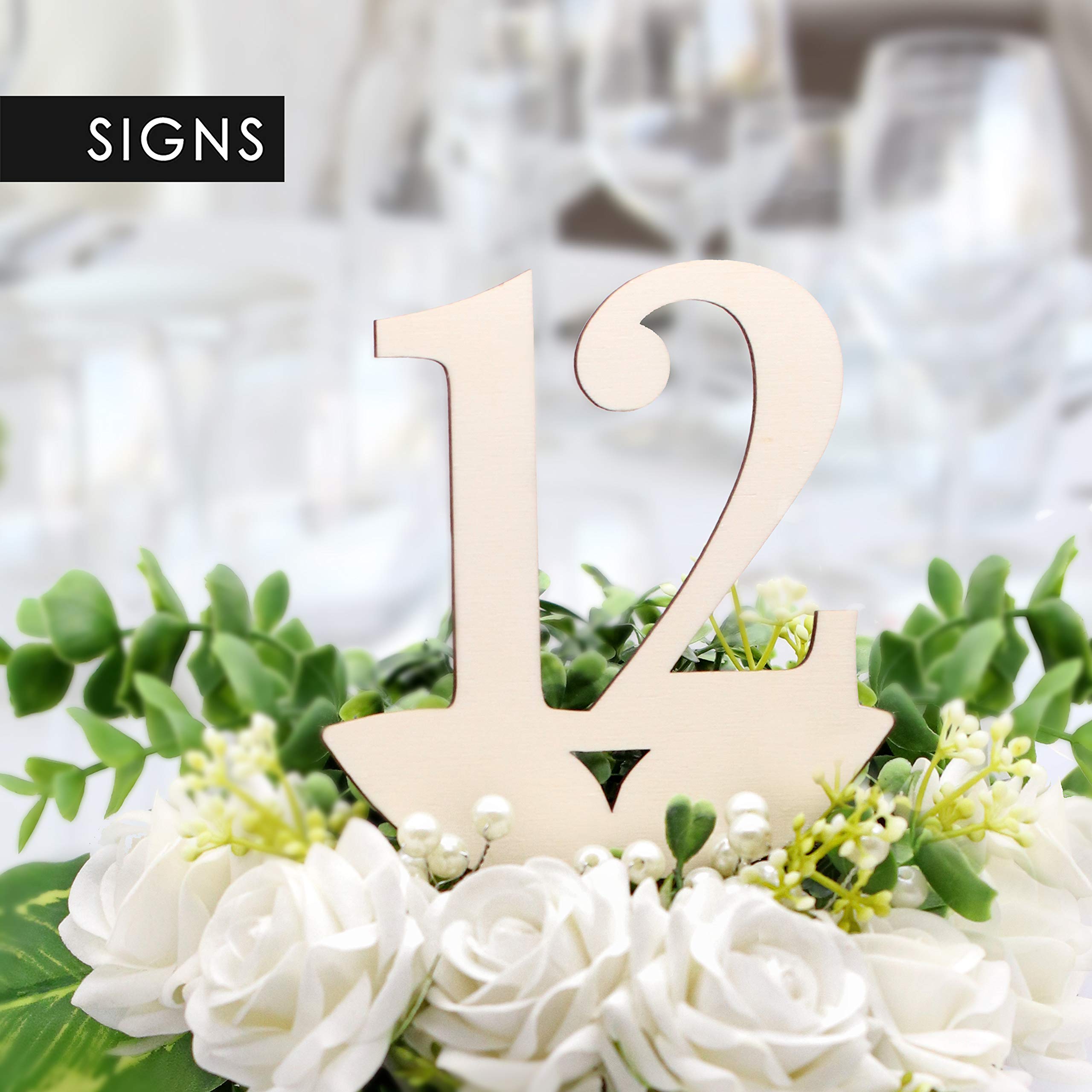 SIGNS - Set Números de mesa para floreros [VN04] - Design marcadores de mesa de madera para restaurantes, pubs, bodas y eventos. (Set 1-40)