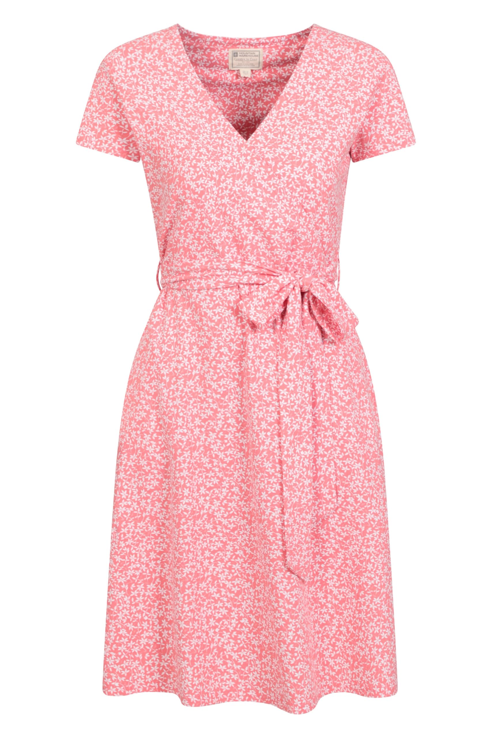 Mountain Warehouse Women's Coral 'Santorini' Lightweight Flattering Fit Uv Protection Jersey Wrap Dress In | Size: 18