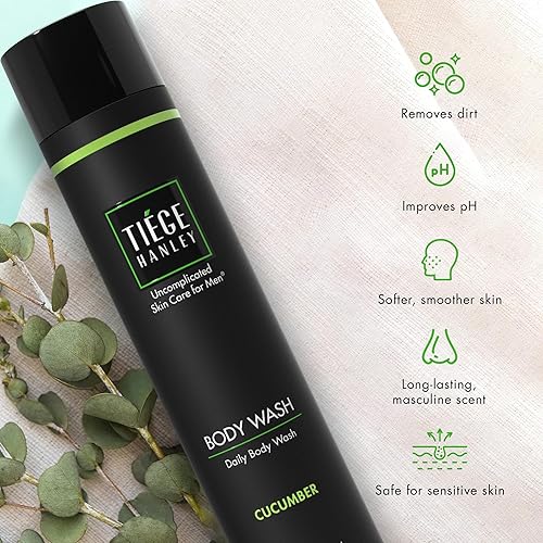 Miniatura 4 de Tiege Hanley Gel de baño para hombre, con aroma a pepino, hidratante y limpiador, jabón corporal diario para hombres, elimina suavemente la