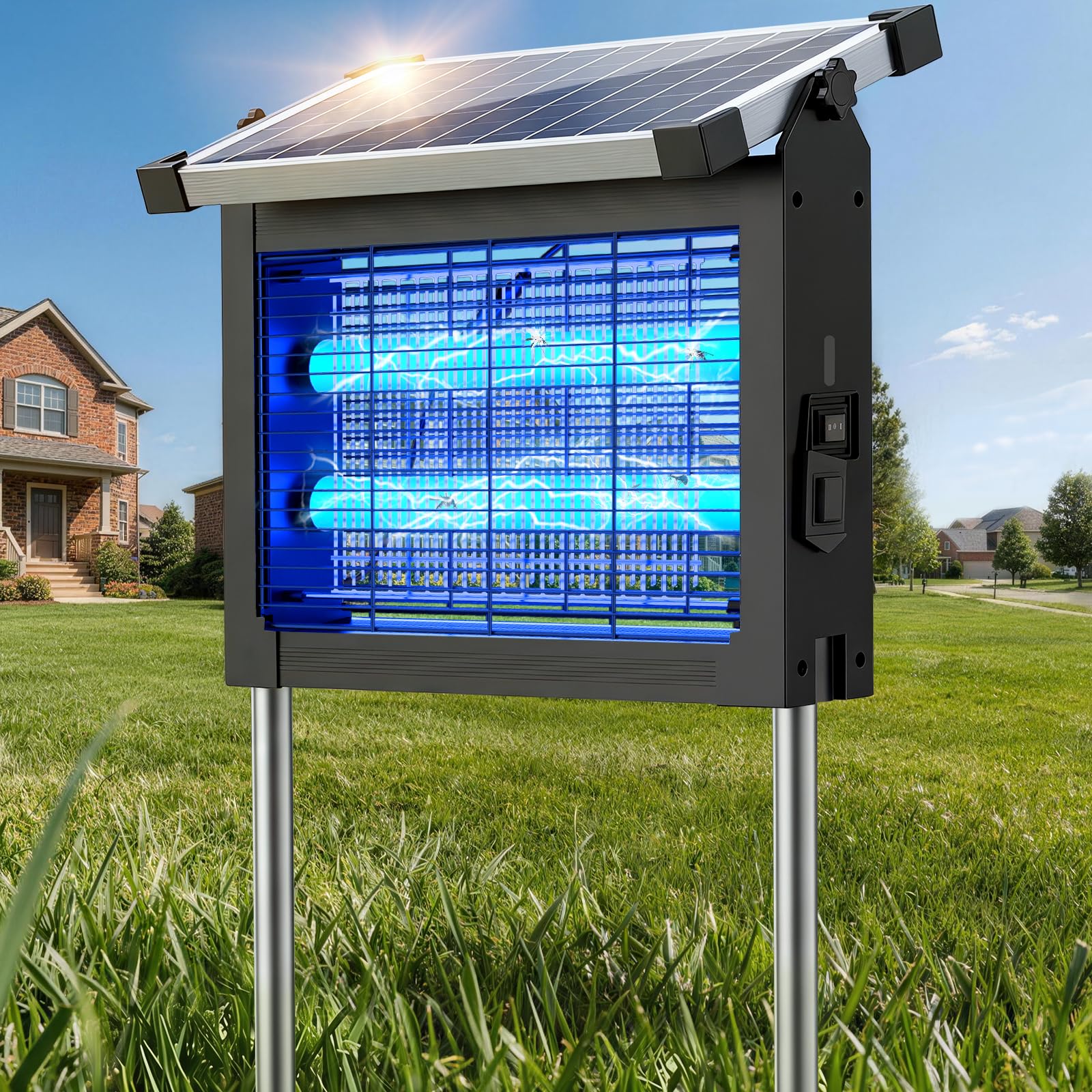 PRANITE Lampada Solare Antizanzare 4000mAh USB Ricaricabile con Luce LED, Zanzariera Portatile per Interni ed Esterni, Viaggi