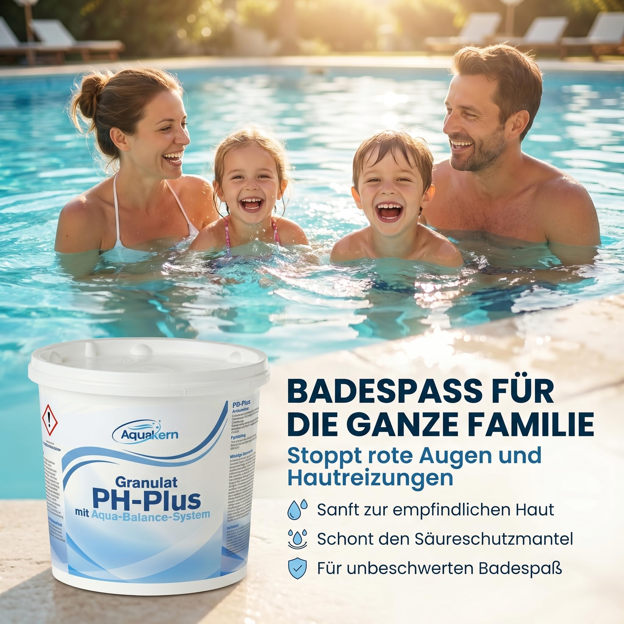 pH Plus Pool Granulat 5KG [mit Aqua-Balance] hebt den pH-Wert | pH Heber für Pool & Whirpool | Made in Europe