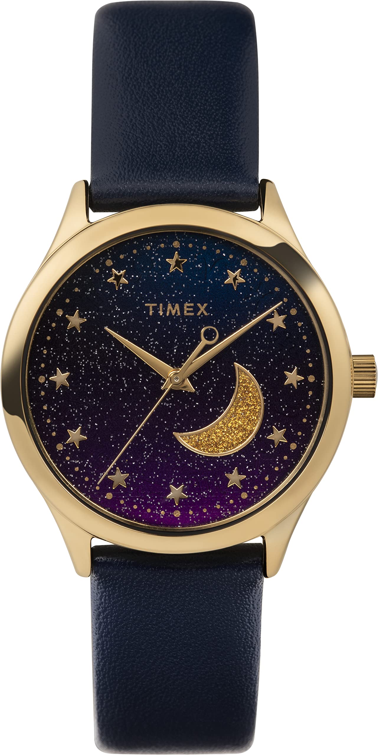 TIMEX Women Leather 3 Hands Analog Purple Dial Coloured Quartz Watch, Round Dial with 32 Mm Case Width - Tw2V49300Jq, Band Color-Blue (B0C1K62KBW) Amazon Price History, Amazon Price Tracker