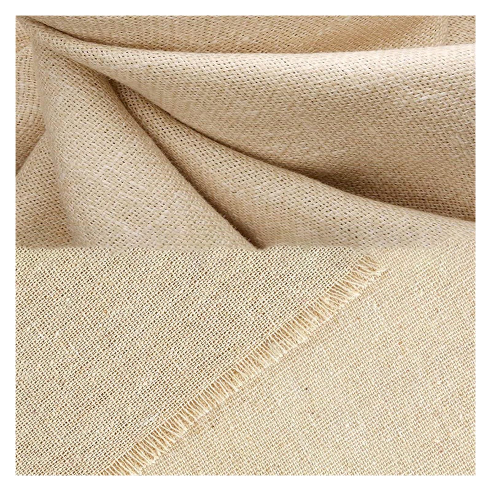 Jute Stoff 1,5 Meter breiter einfarbiger natürlicher Leinenstoff – Kleidung for Heimwerkerarbeiten, Heimdekoration, Sofavorhang(WHITE,5X1.5m)