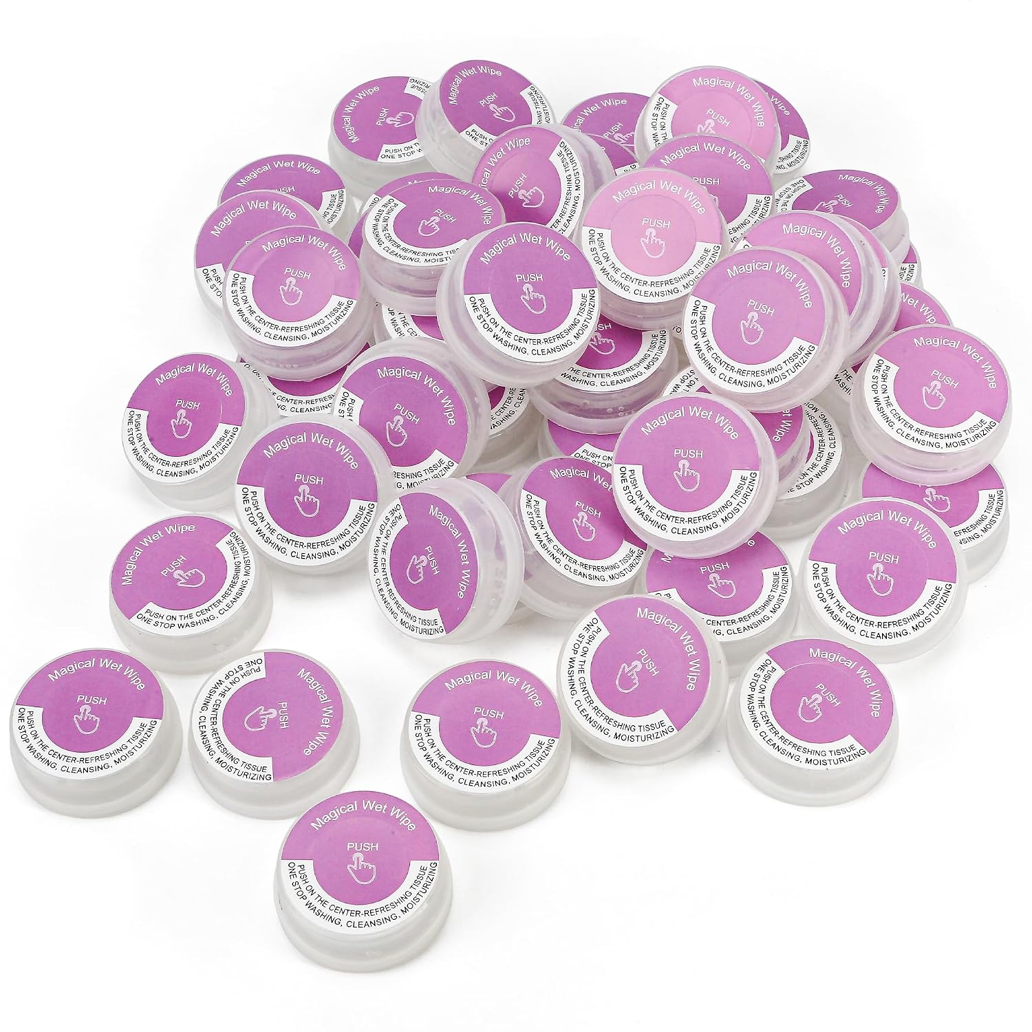 50 Pack Lavender Scented Hand Wipes, Individually Wrapped Wet Mini Towelettes, Alcohol-Free Moisturizing Cleaning Wipes for Travel, Gym & Outdoor Activities