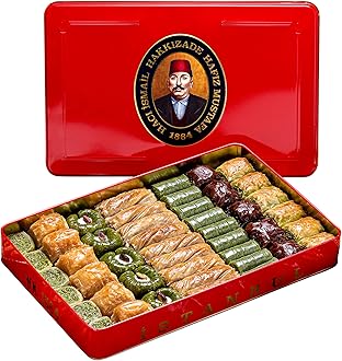 Baklava Pastry Box - Baked Baklava Dessert Snacks Made from Fresh Phyllo Dough Sheets, Pistachio, Hazelnut, Walnut - Turkish Sweets Tray Gift Ideas for Birthday, Christmas