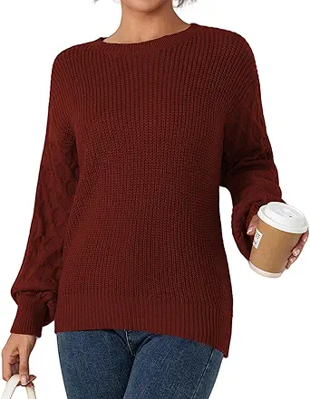 Fall Sweaters for Women 2025 - Lightweight, Honeycomb Long Sleeve, Elastic Hem, Crew Neck, Textured Knit Pullover