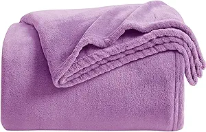KMUSET Fleece Blanket Throw Size Lilac Lightweight Super Soft Cozy Luxury Bed Blanket Microfiber