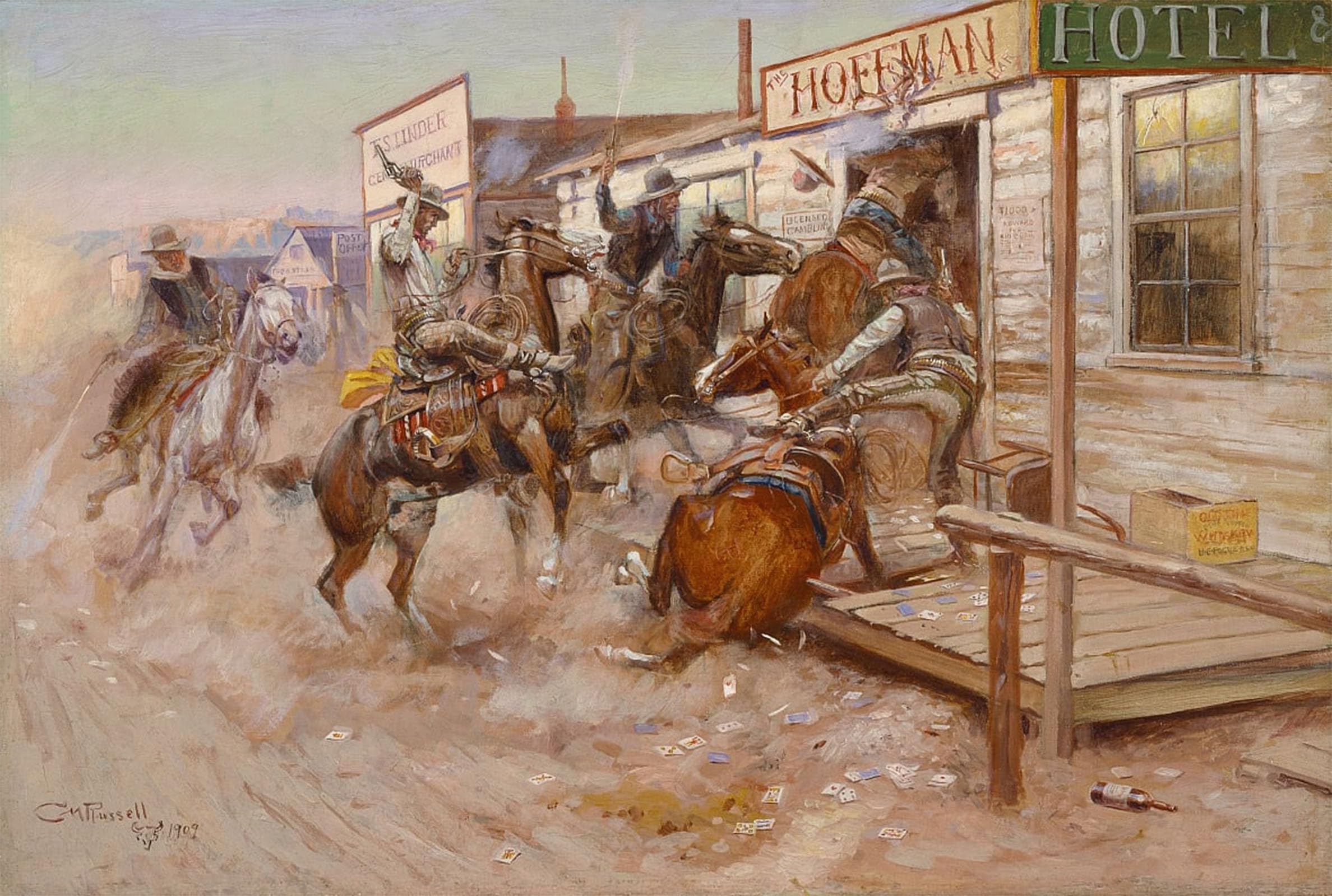 ARTXLXXBN Famous Prints Artwork Pictures Poster Painting Art in Without Knocking by Charles Russell Artwork Landscape Pictures for Home Decor 60x90cm