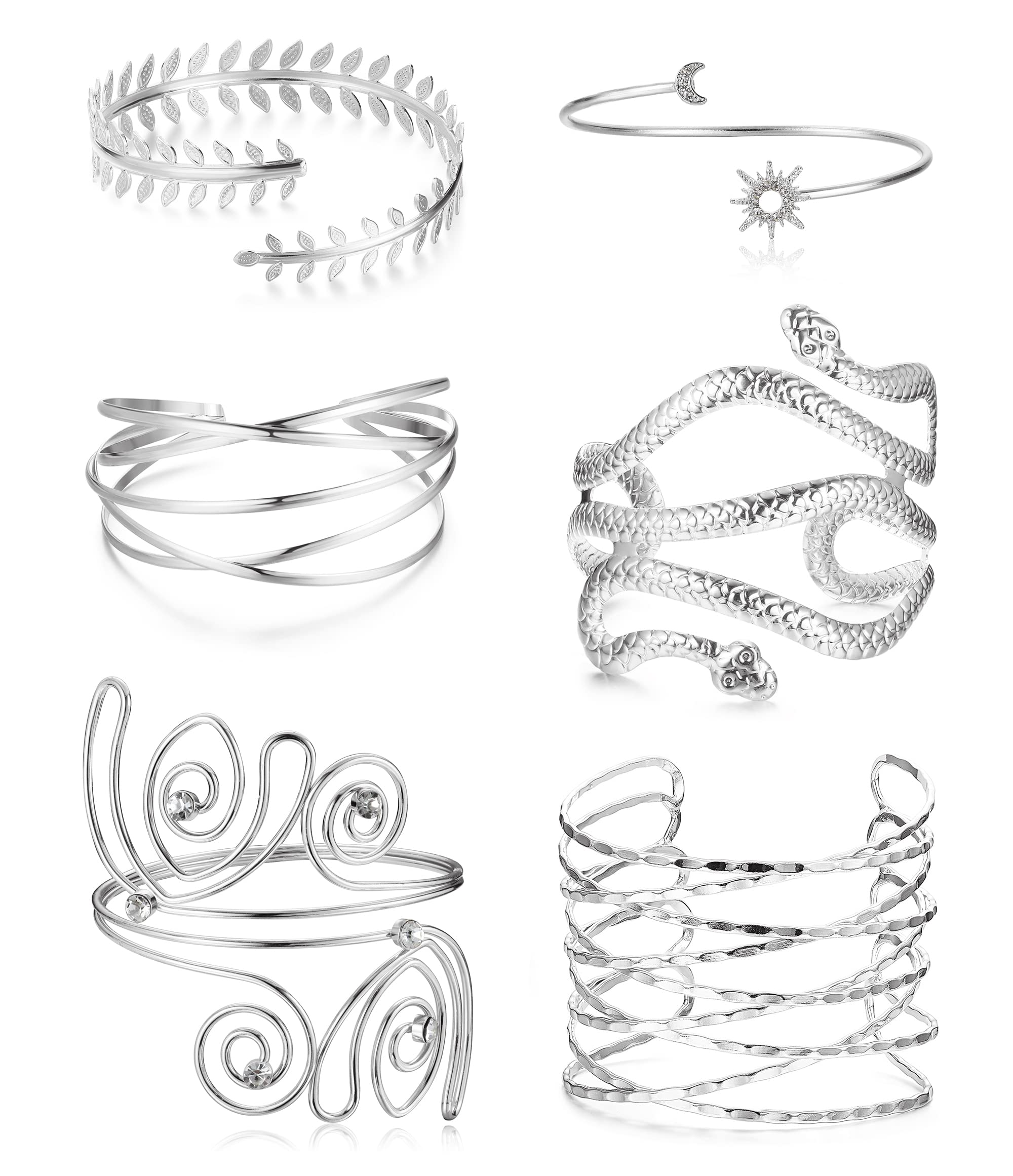 ORAZIO 6 Brazalete Dorado para Mujer y Niña Brazalete Abierto Pulsera de Bobina Conjunto de Pulsera de Bobina de Brazalete de Simple Juego de Brazaletes Ajustables para Accesorios de Halloween