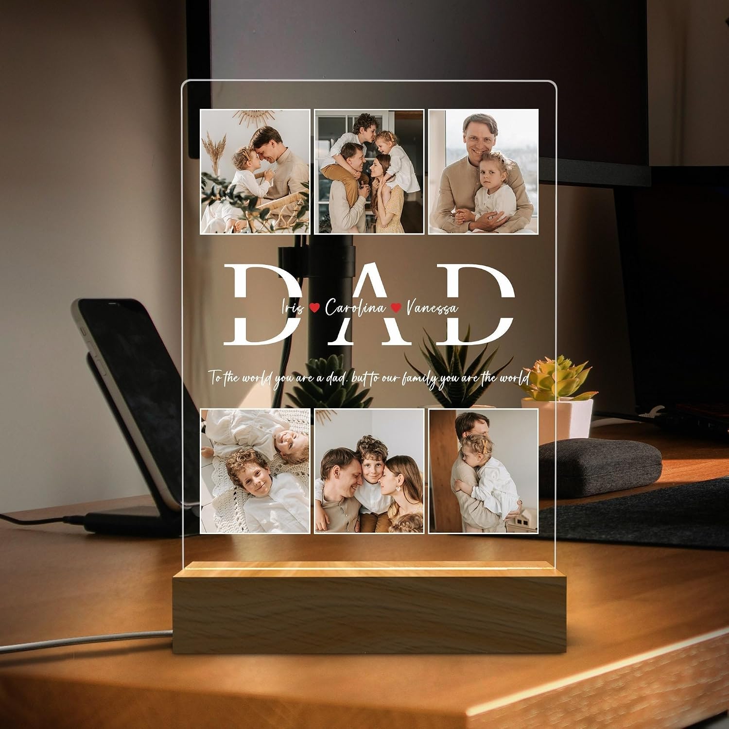 Personalized Fist Bump Gifts Fathers Day, Dad Night Light, Daddys Team Acrylic Night Light,Gifts for Fathers Day, Fist Bump Family Hand, Father's Day 2024